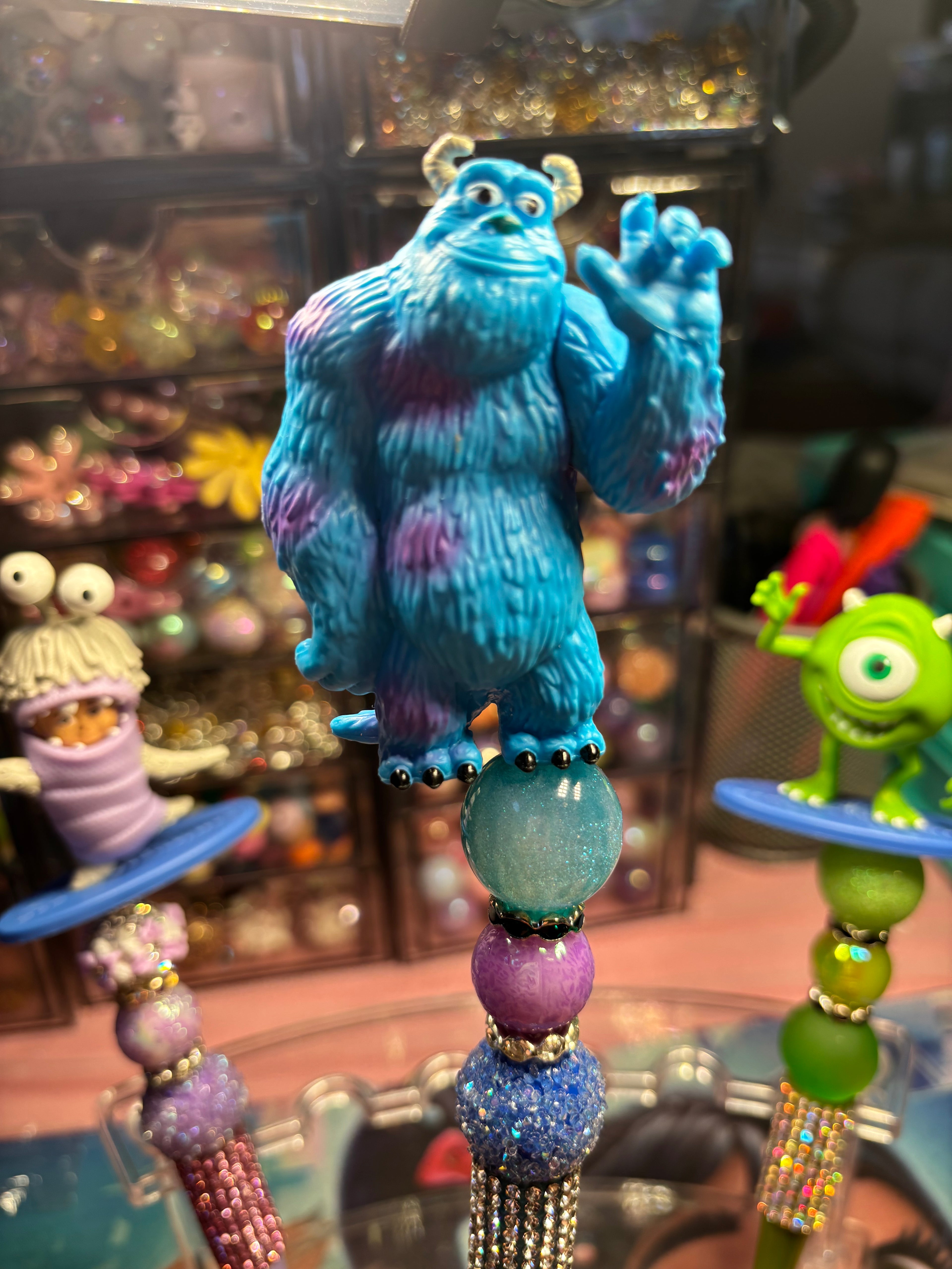 👹 Monsters Inspired Beaded Pens – Cute Handmade Rhinestone Pens – Character Desk Accessories – Refillable Novelty Pens