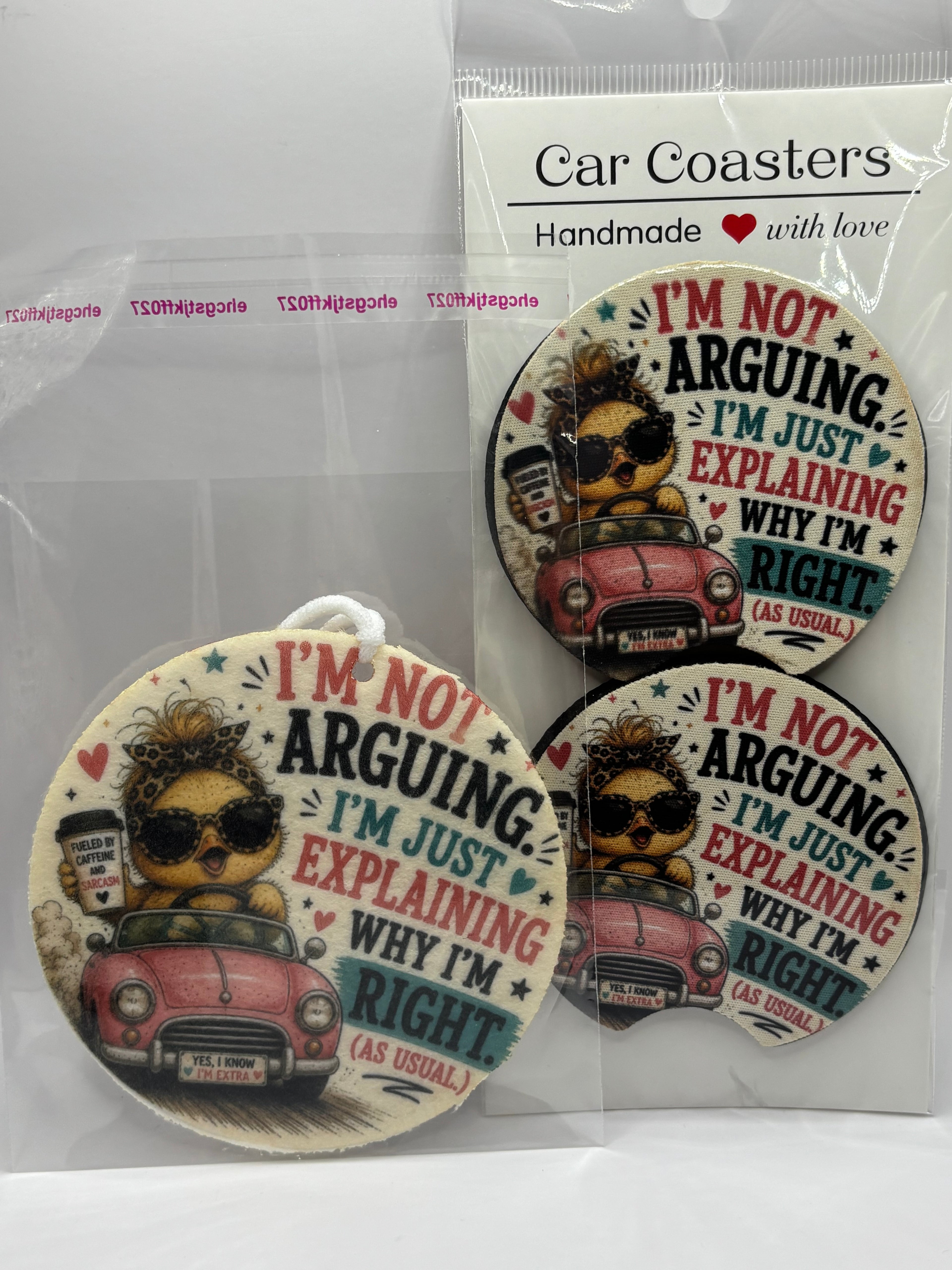 Car Coaster & Air Freshener Set | Handmade Gift Set | Choose Your Scent