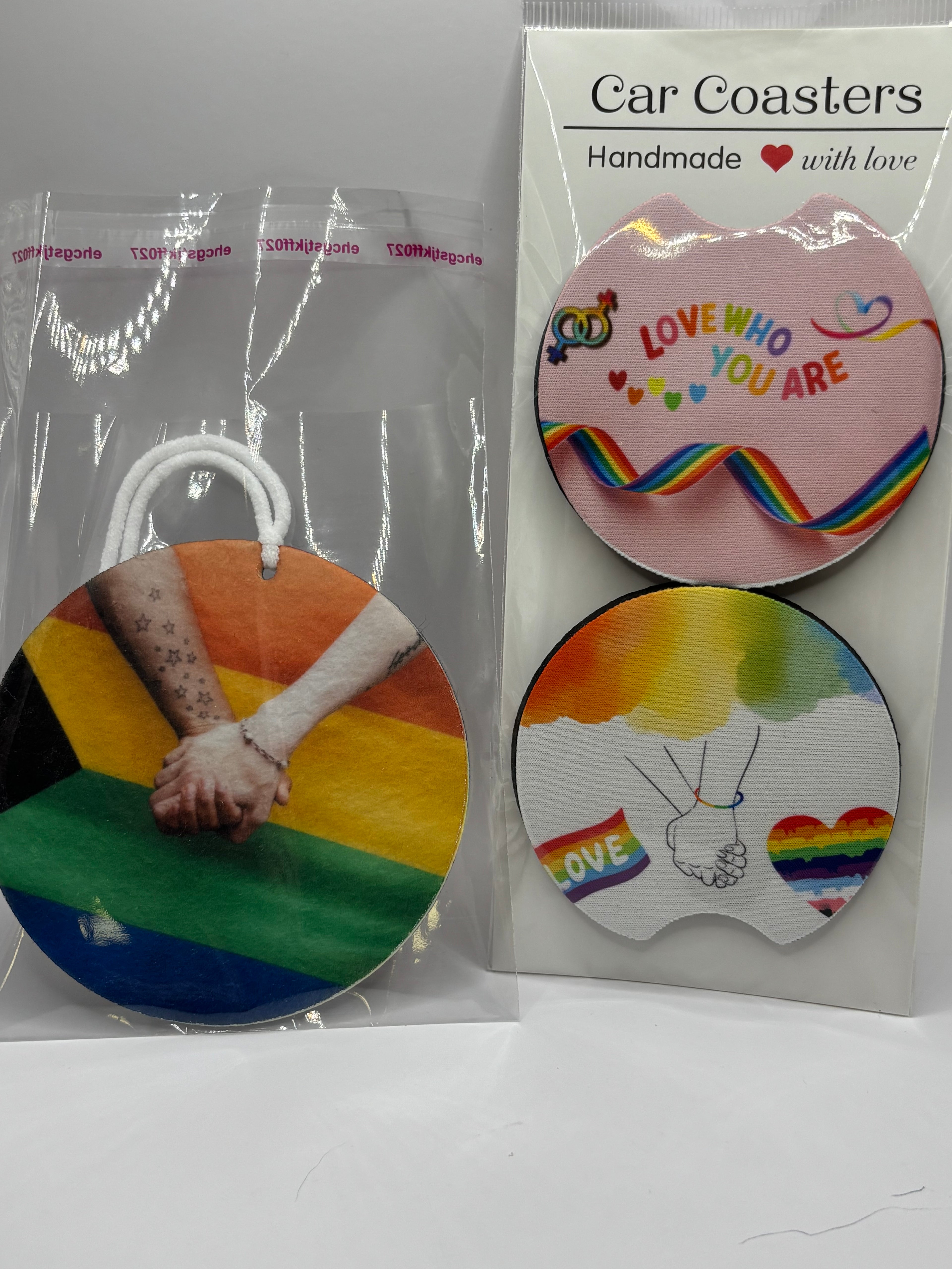 Car Coaster & Air Freshener Set | Handmade Gift Set | Choose Your Scent