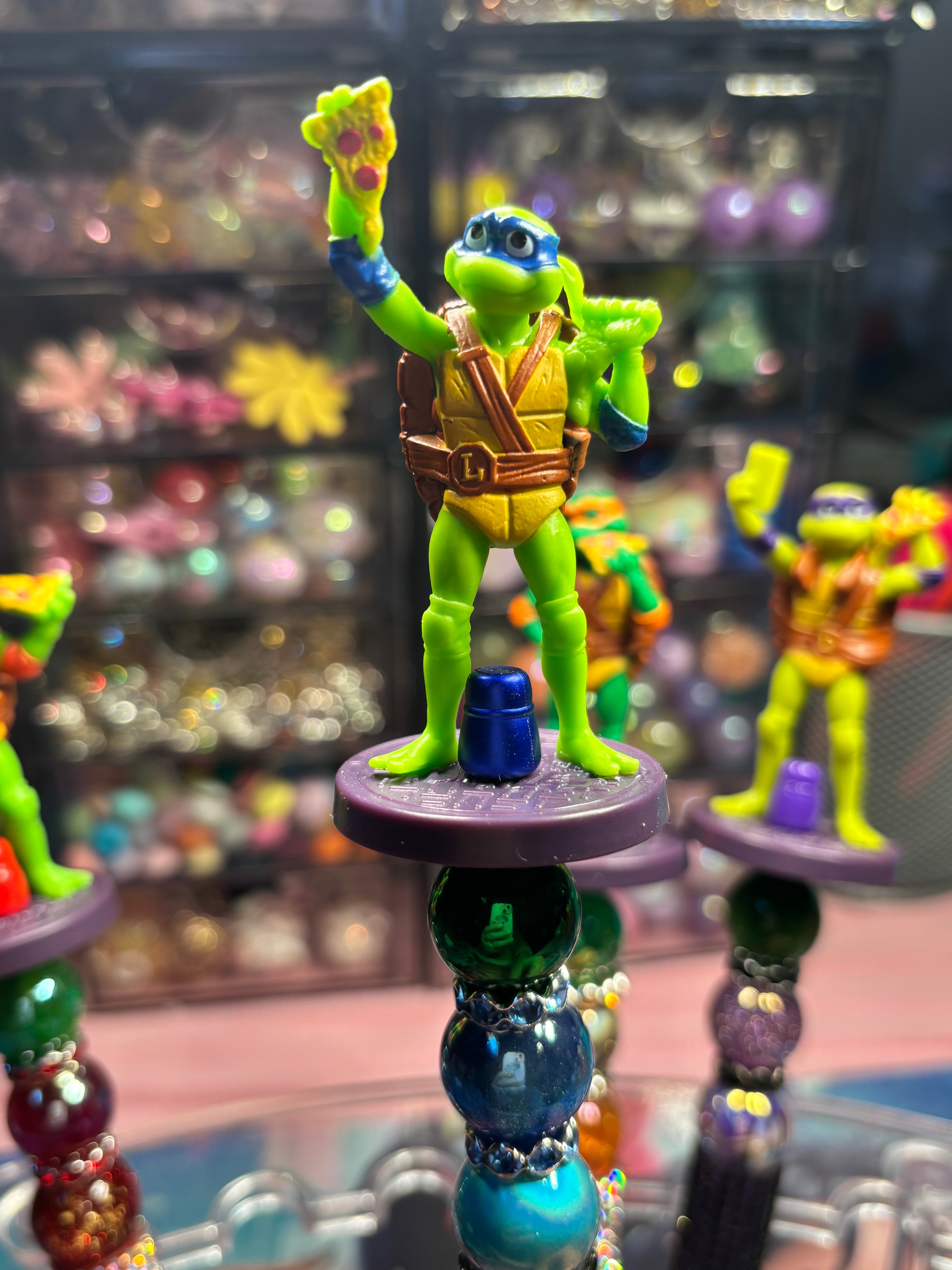 🐢 Ninja Turtle Inspired Beaded Pens – Cute Handmade Rhinestone Pens – Character Desk Accessories – Refillable Novelty Pens