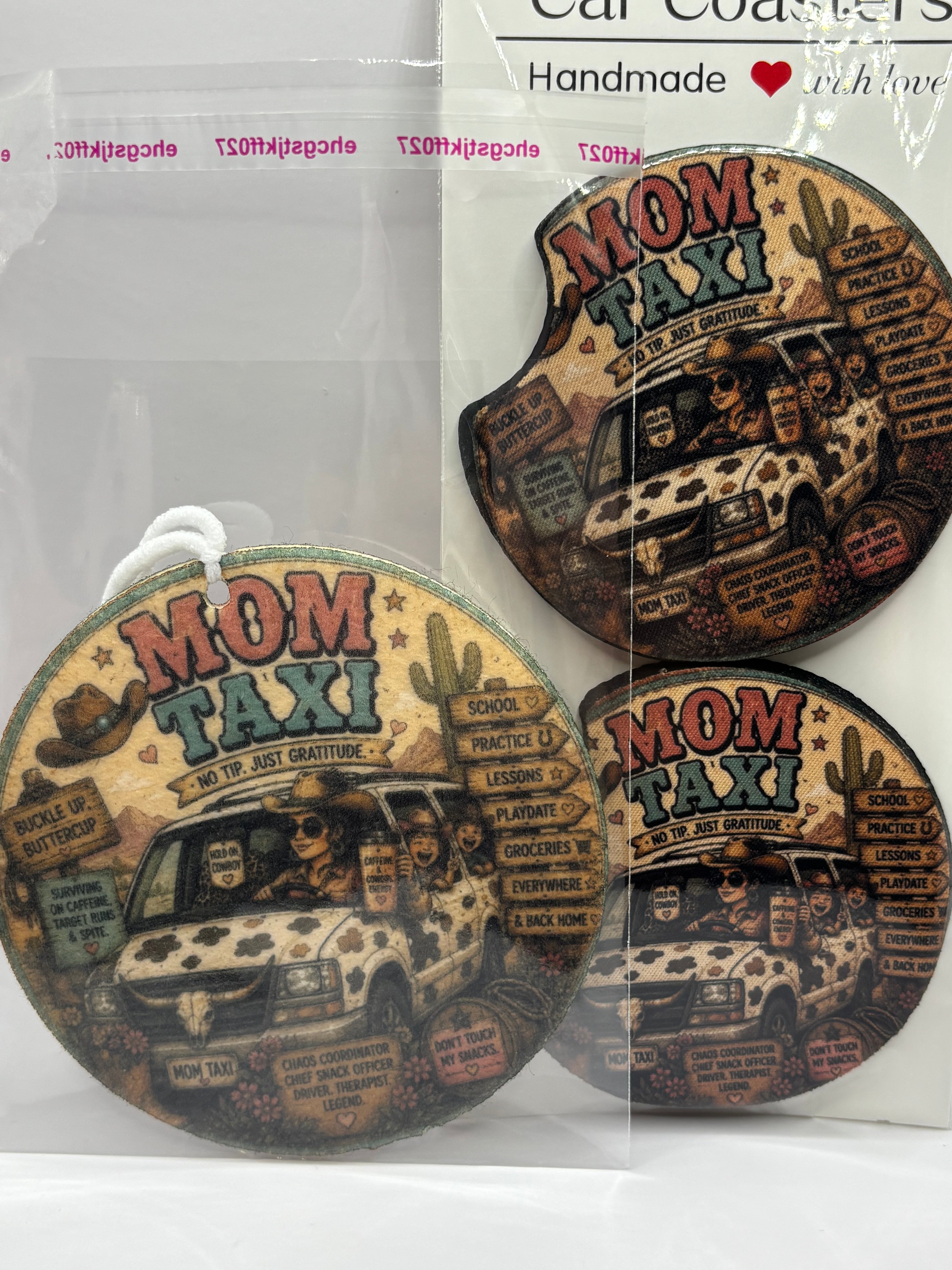 Car Coaster & Air Freshener Set | Handmade Gift Set | Choose Your Scent