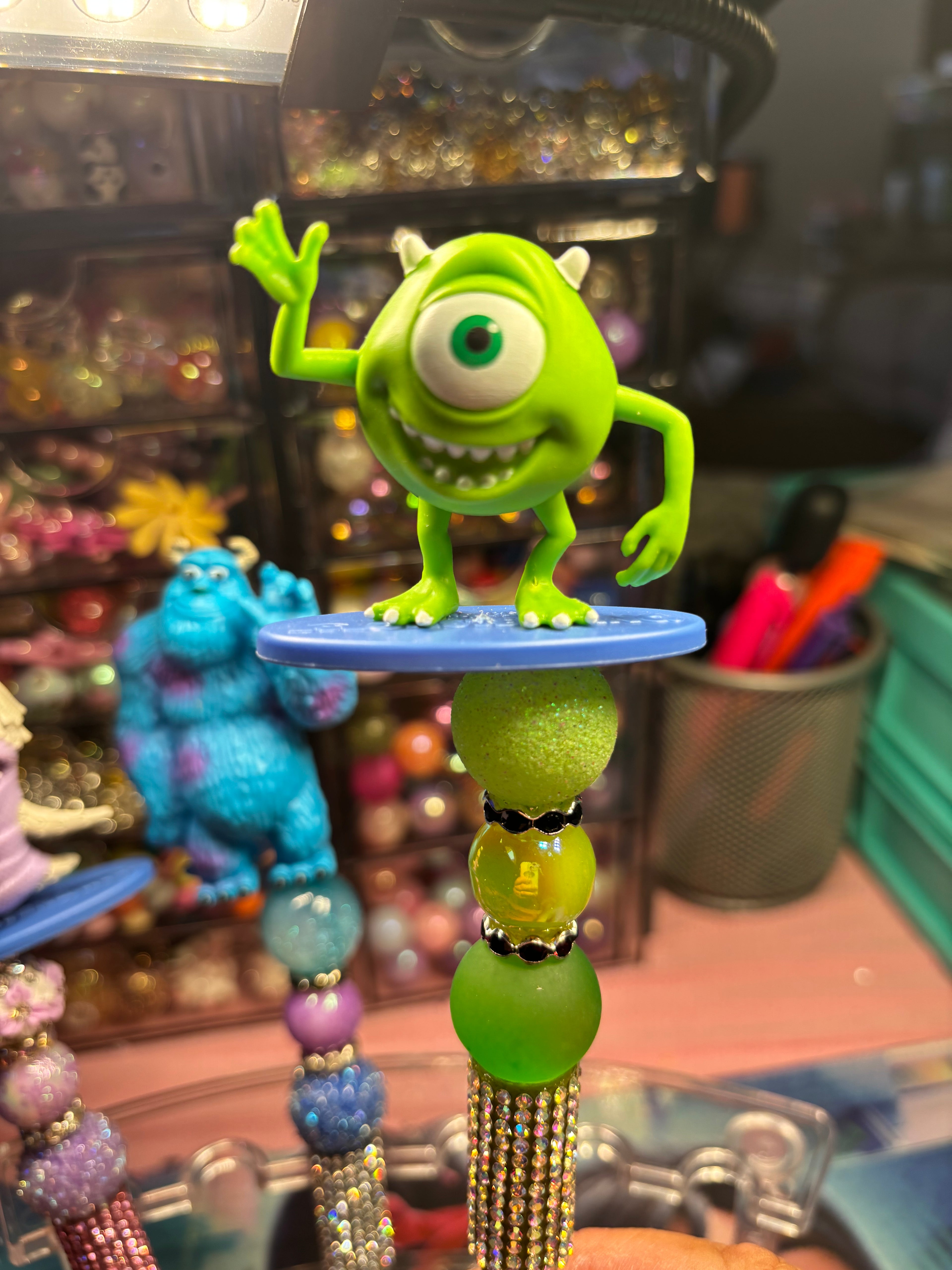 👹 Monsters Inspired Beaded Pens – Cute Handmade Rhinestone Pens – Character Desk Accessories – Refillable Novelty Pens