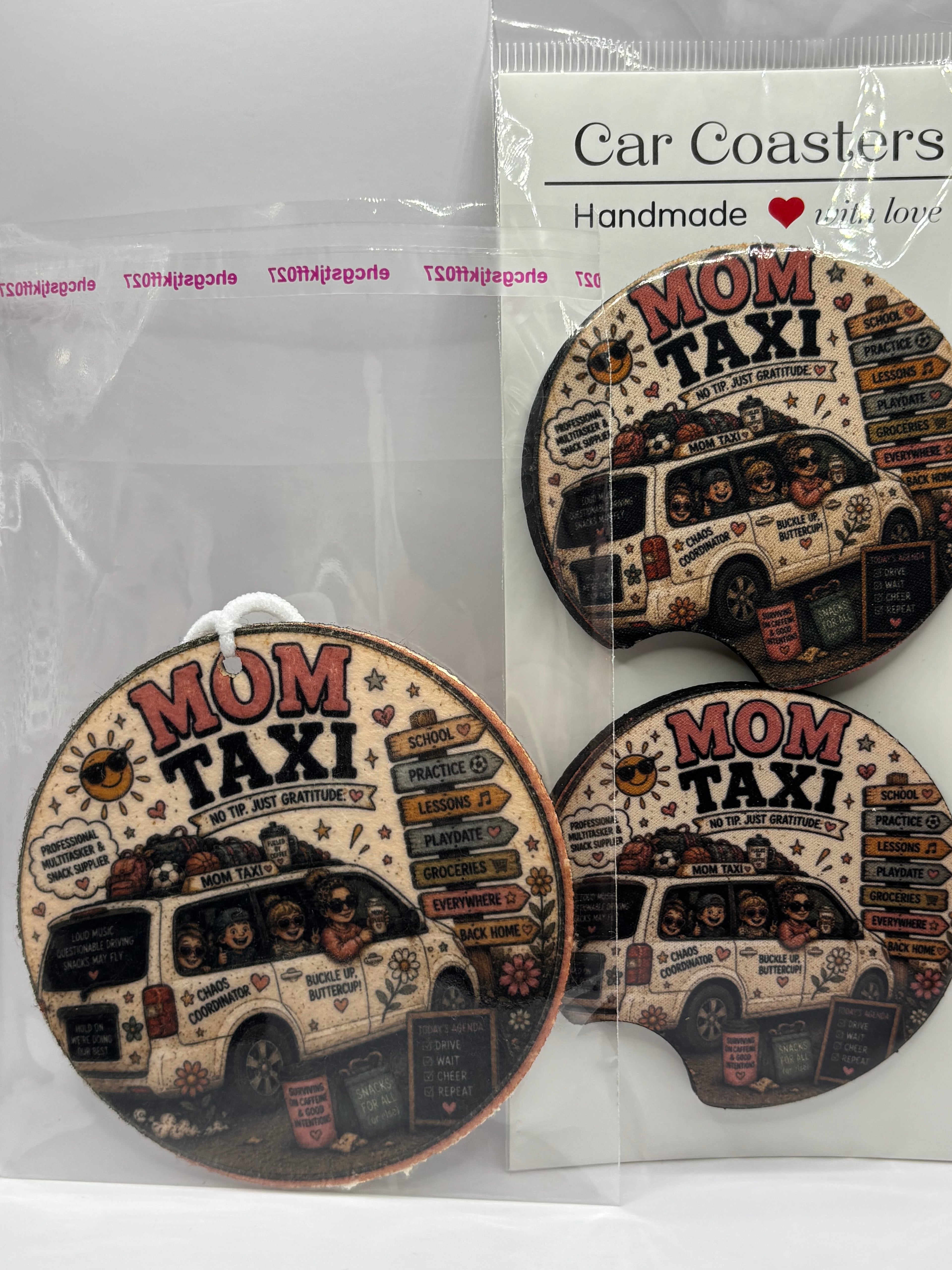 Car Coaster & Air Freshener Set | Handmade Gift Set | Choose Your Scent