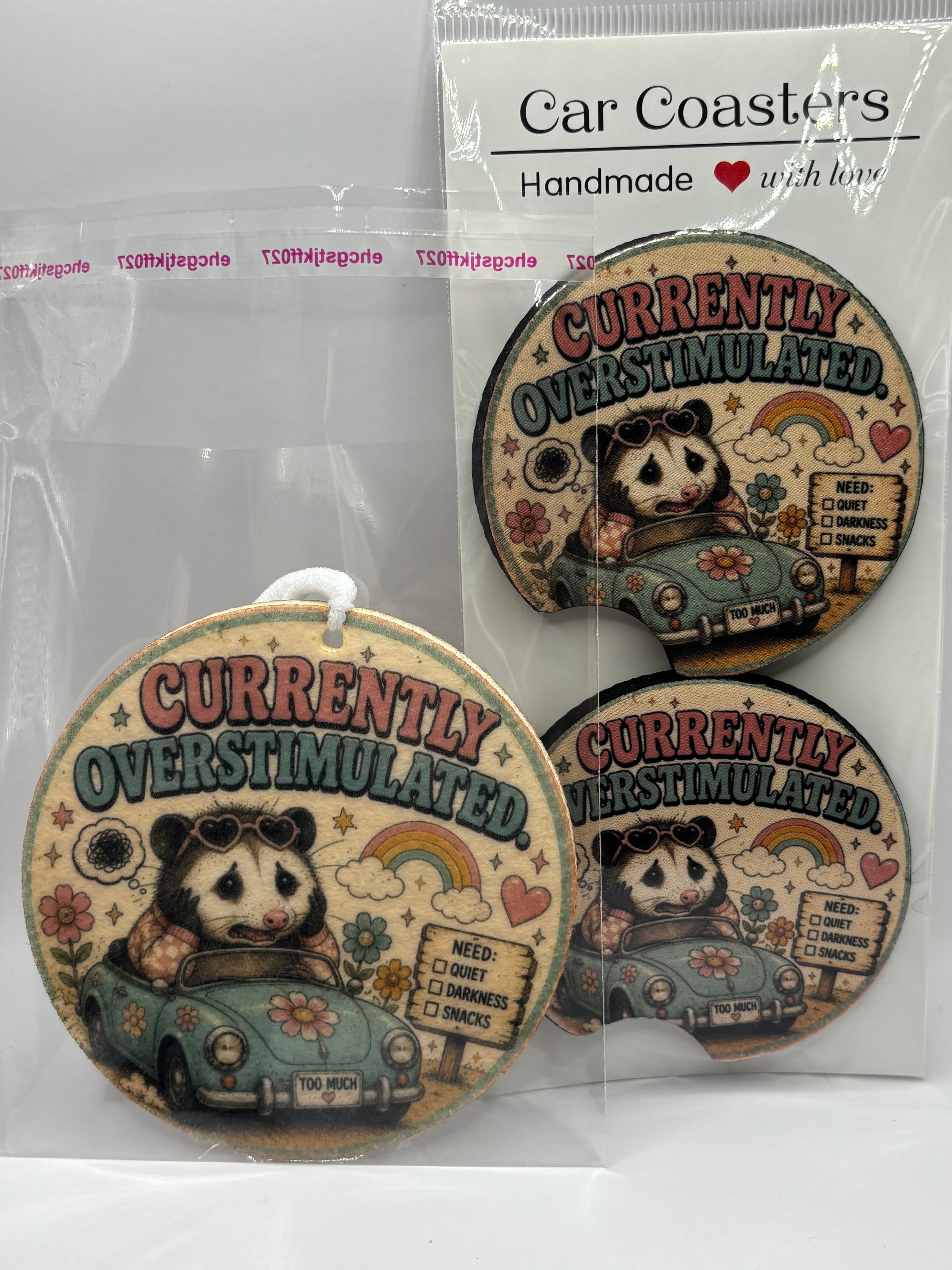 Car Coaster & Air Freshener Set | Handmade Gift Set | Choose Your Scent
