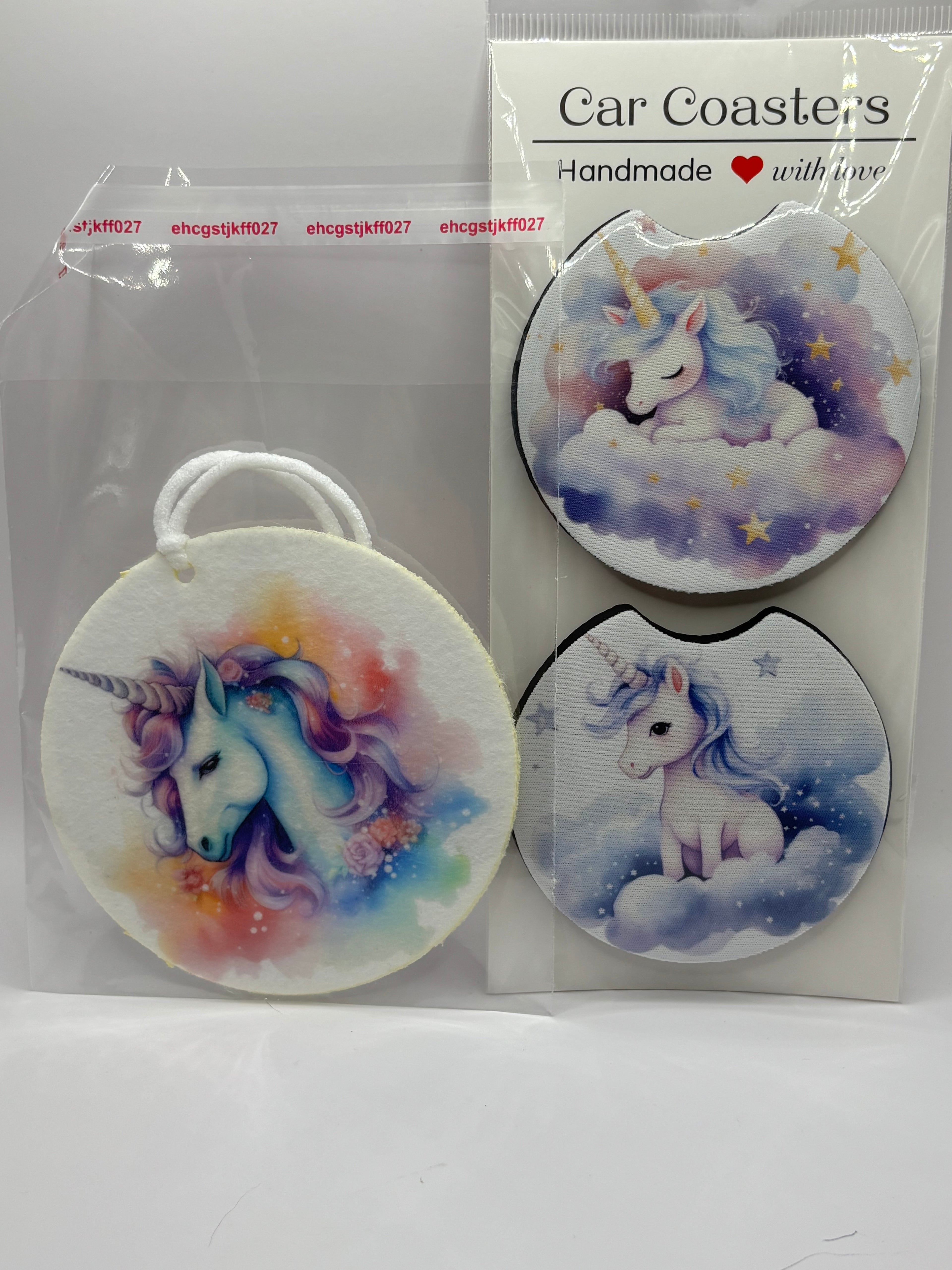 Car Coaster & Air Freshener Set | Handmade Gift Set | Choose Your Scent