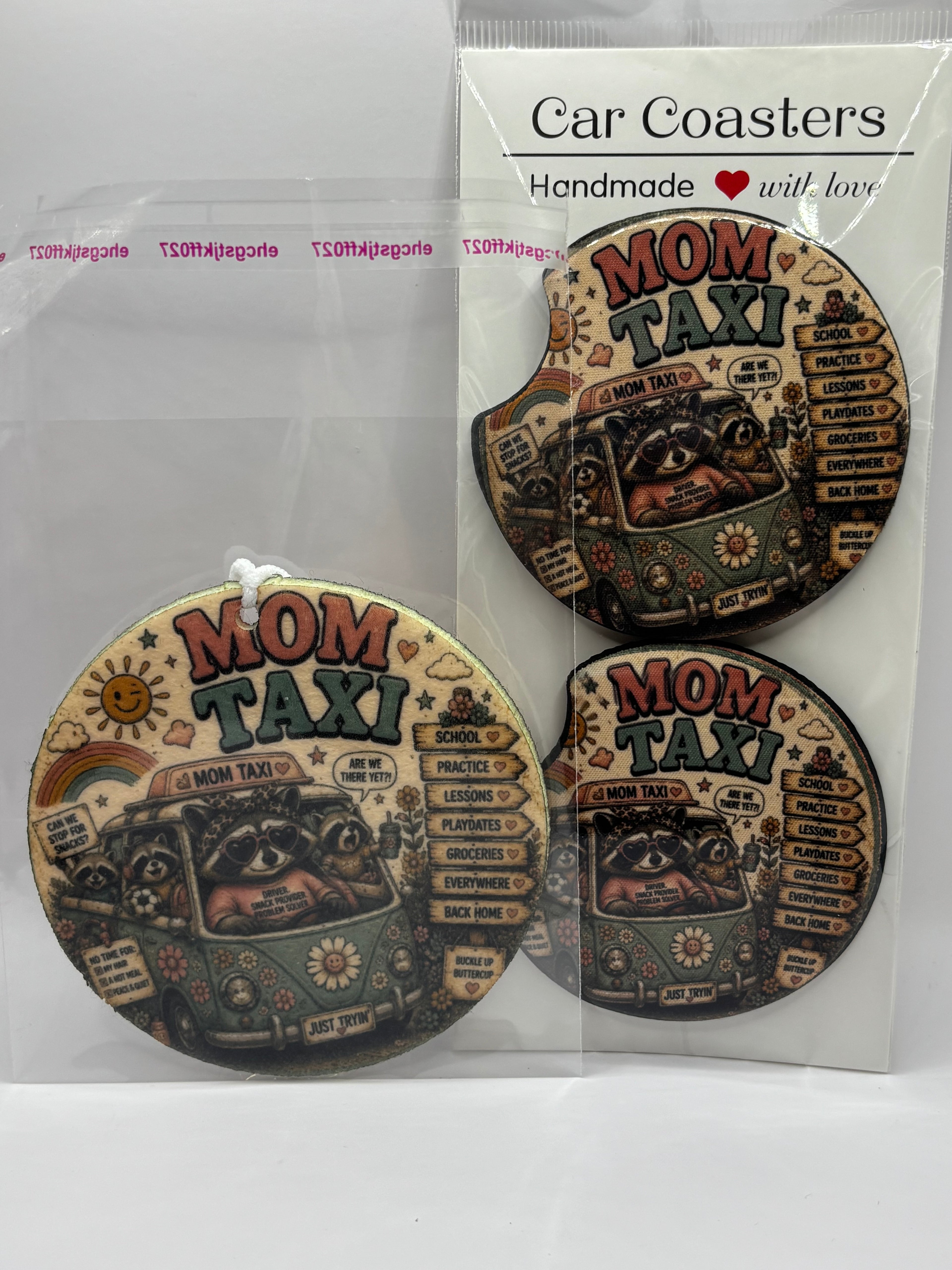 Car Coaster & Air Freshener Set | Handmade Gift Set | Choose Your Scent