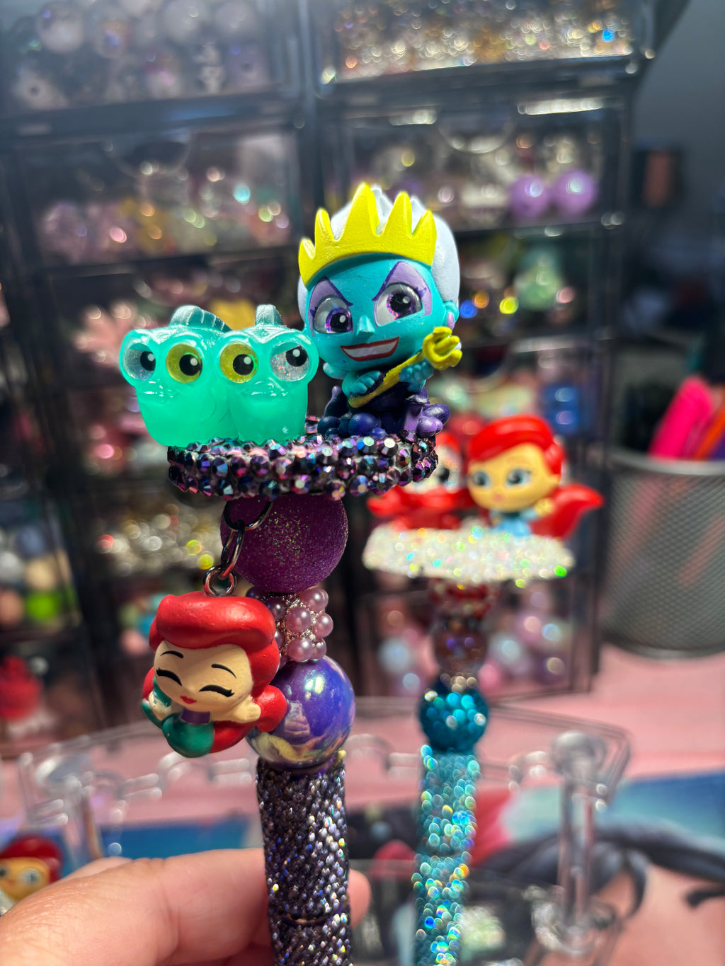 Little Mermaid Inspired Beaded Pens – Cute Handmade Rhinestone Pens – Ocean Princess Desk Accessories