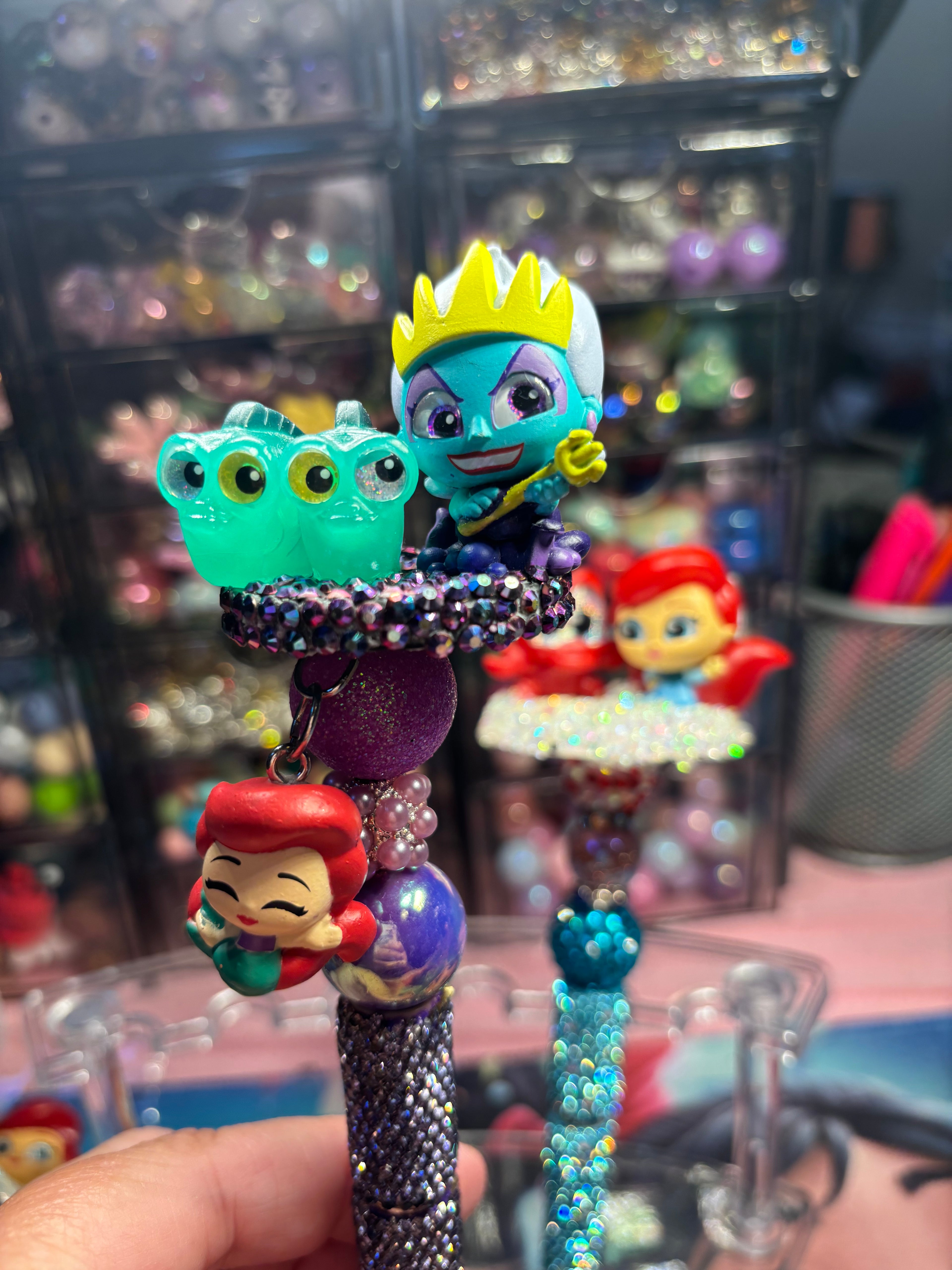 🧜‍♀️ Little Mermaid Inspired Beaded Pens – Cute Handmade Rhinestone Pens – Ocean Princess Desk Accessories