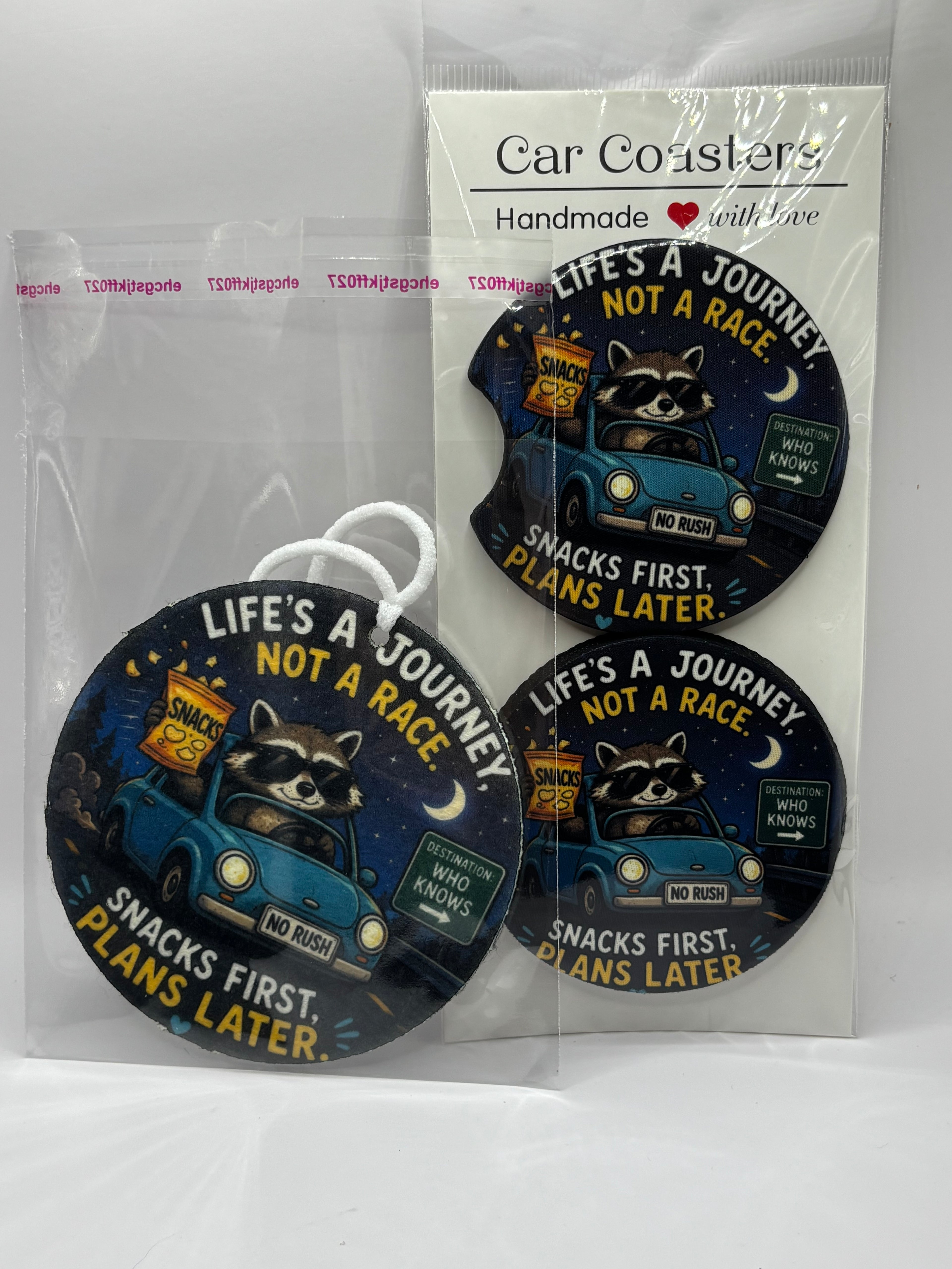 Car Coaster & Air Freshener Set | Handmade Gift Set | Choose Your Scent