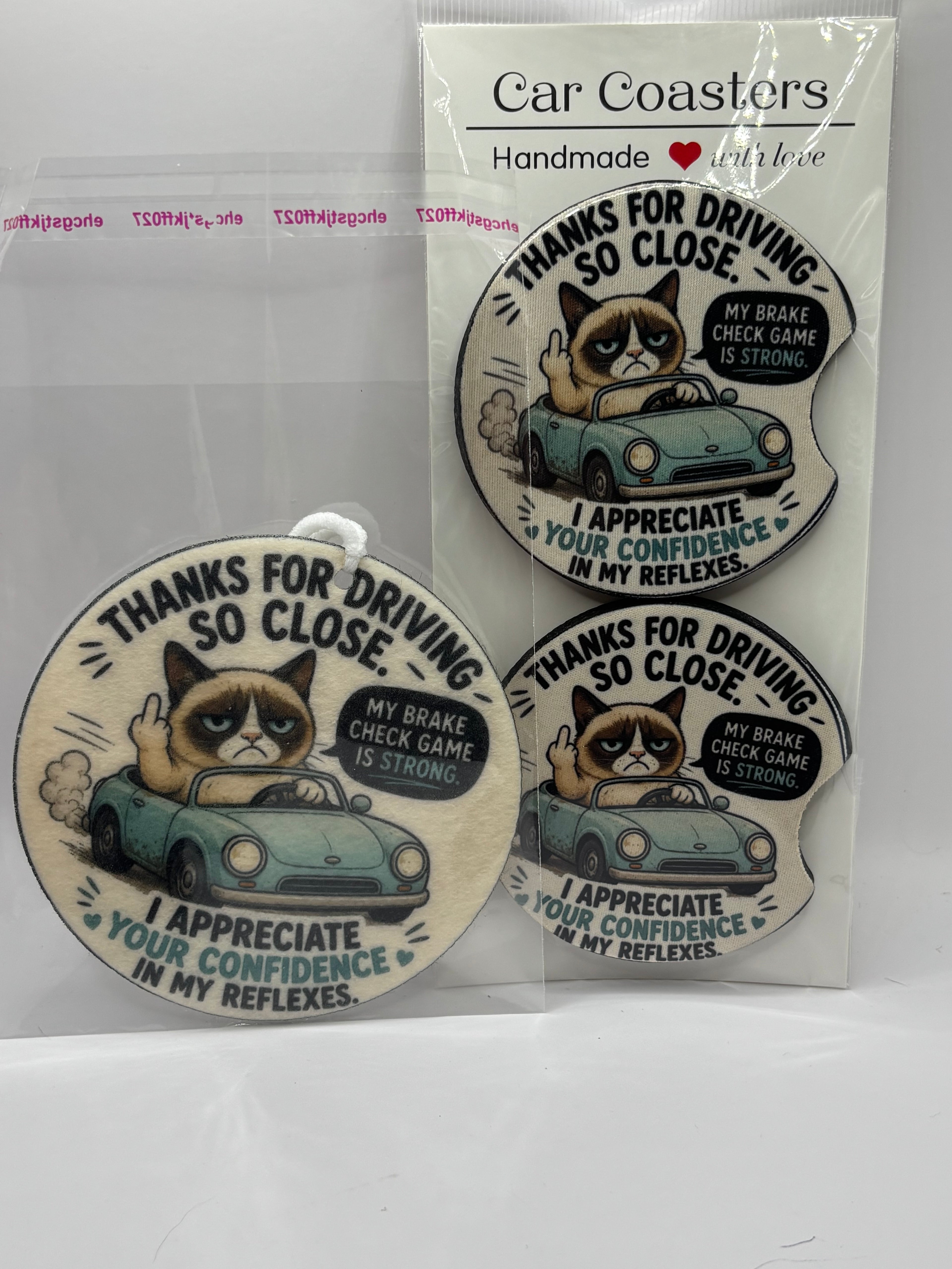 Car Coaster & Air Freshener Set | Handmade Gift Set | Choose Your Scent