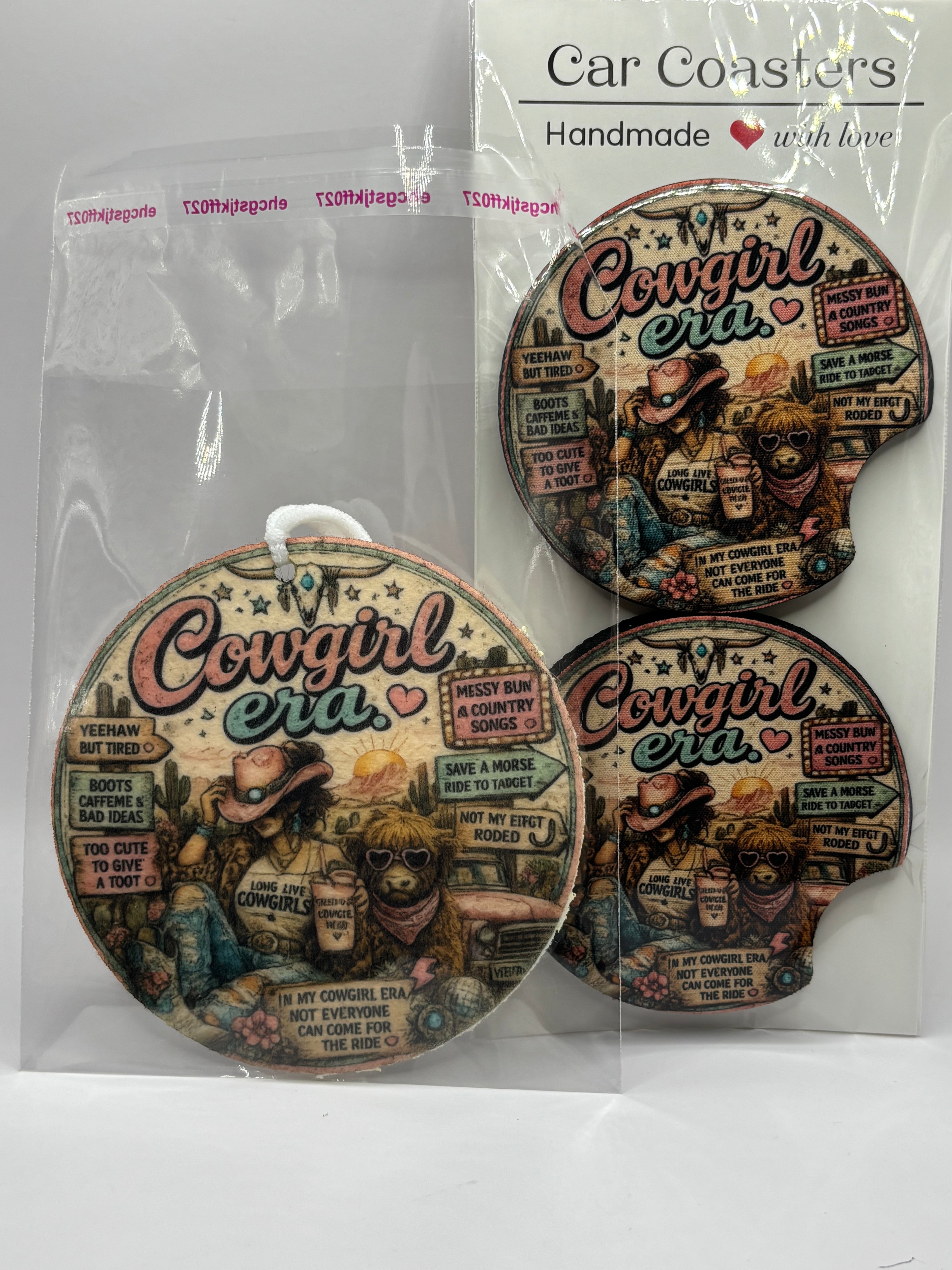 Car Coaster & Air Freshener Set | Handmade Gift Set | Choose Your Scent