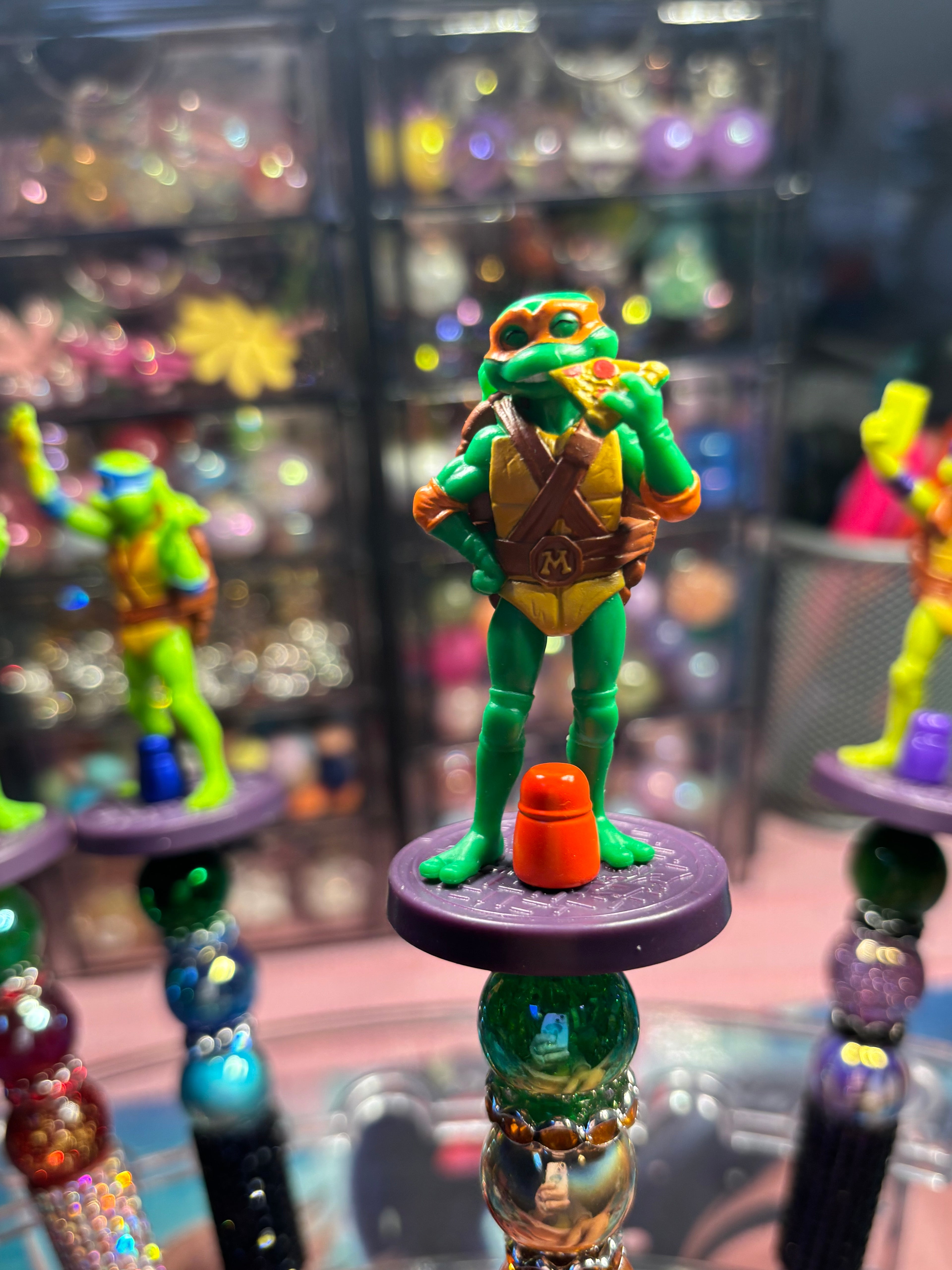 🐢 Ninja Turtle Inspired Beaded Pens – Cute Handmade Rhinestone Pens – Character Desk Accessories – Refillable Novelty Pens