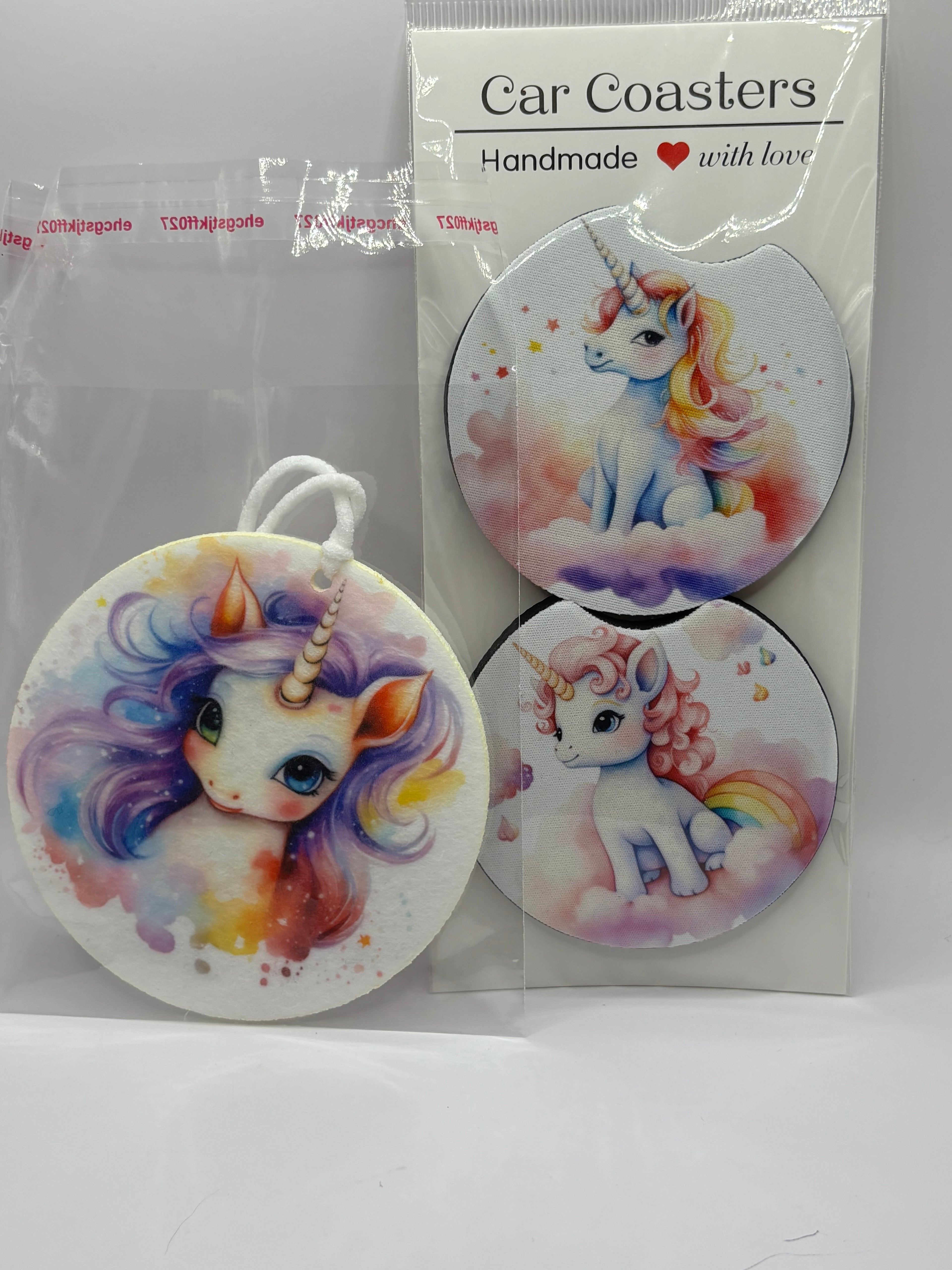 Car Coaster & Air Freshener Set | Handmade Gift Set | Choose Your Scent