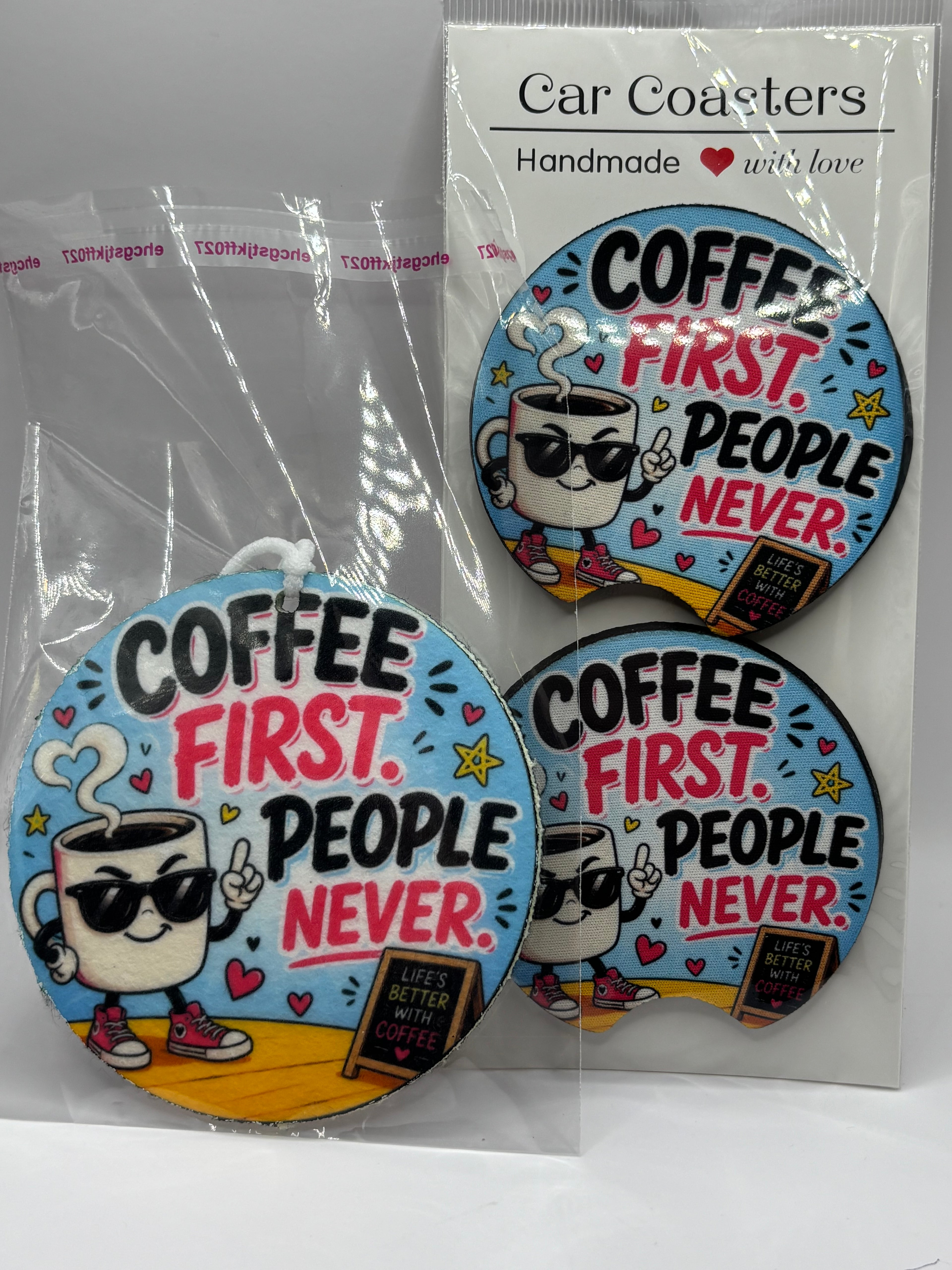 Car Coaster & Air Freshener Set | Handmade Gift Set | Choose Your Scent