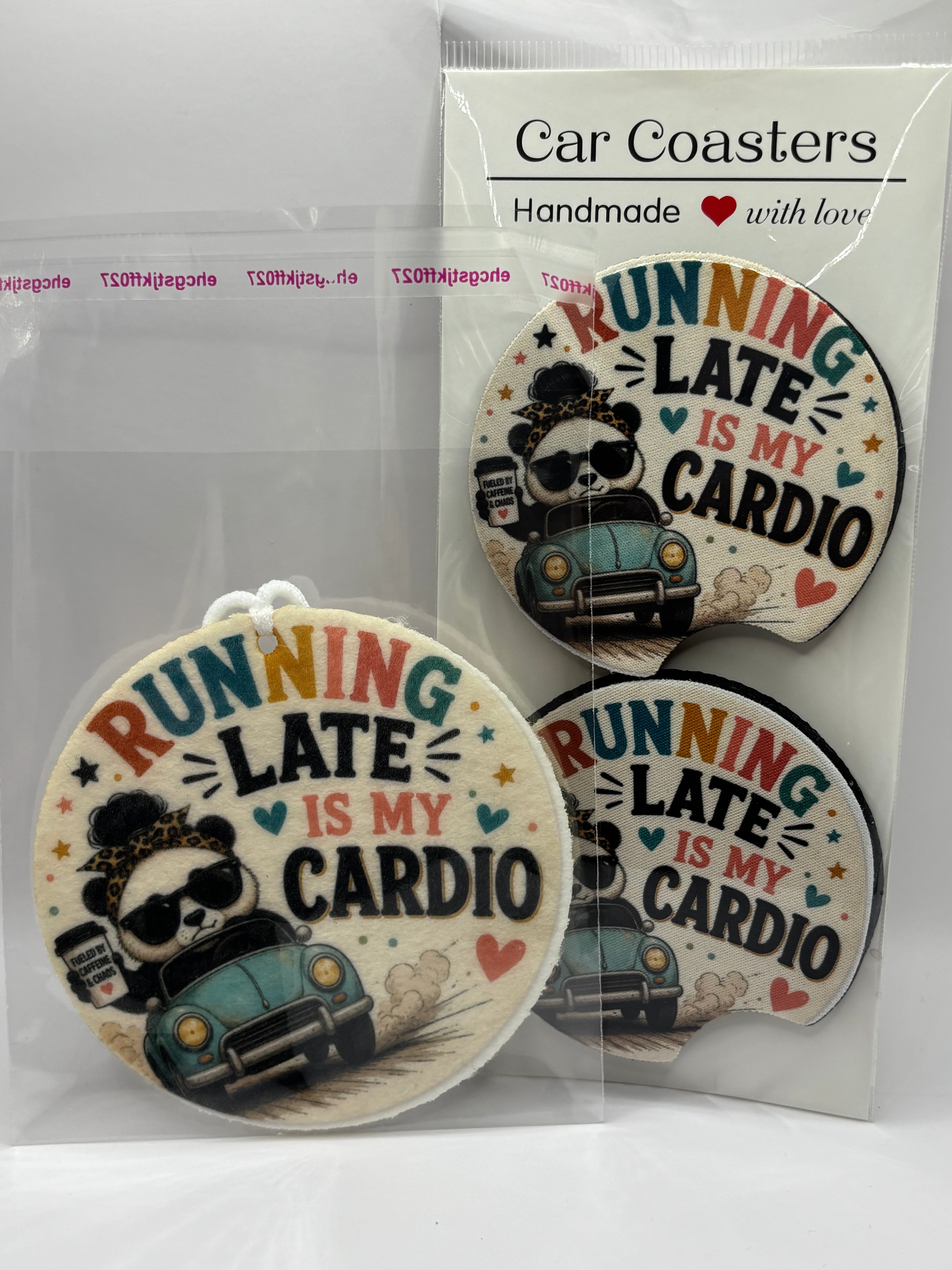 Car Coaster & Air Freshener Set | Handmade Gift Set | Choose Your Scent