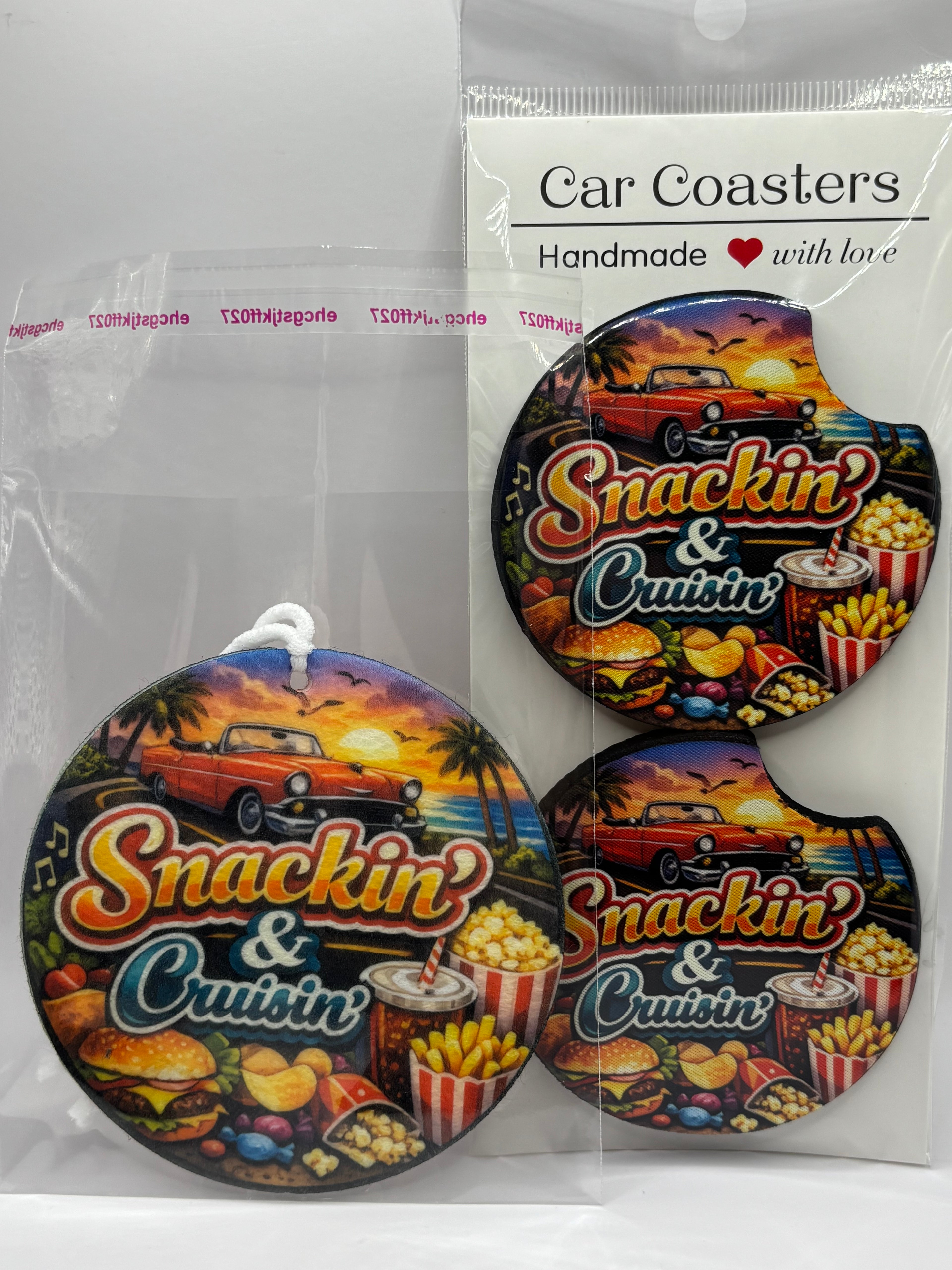 Car Coaster & Air Freshener Set | Handmade Gift Set | Choose Your Scent