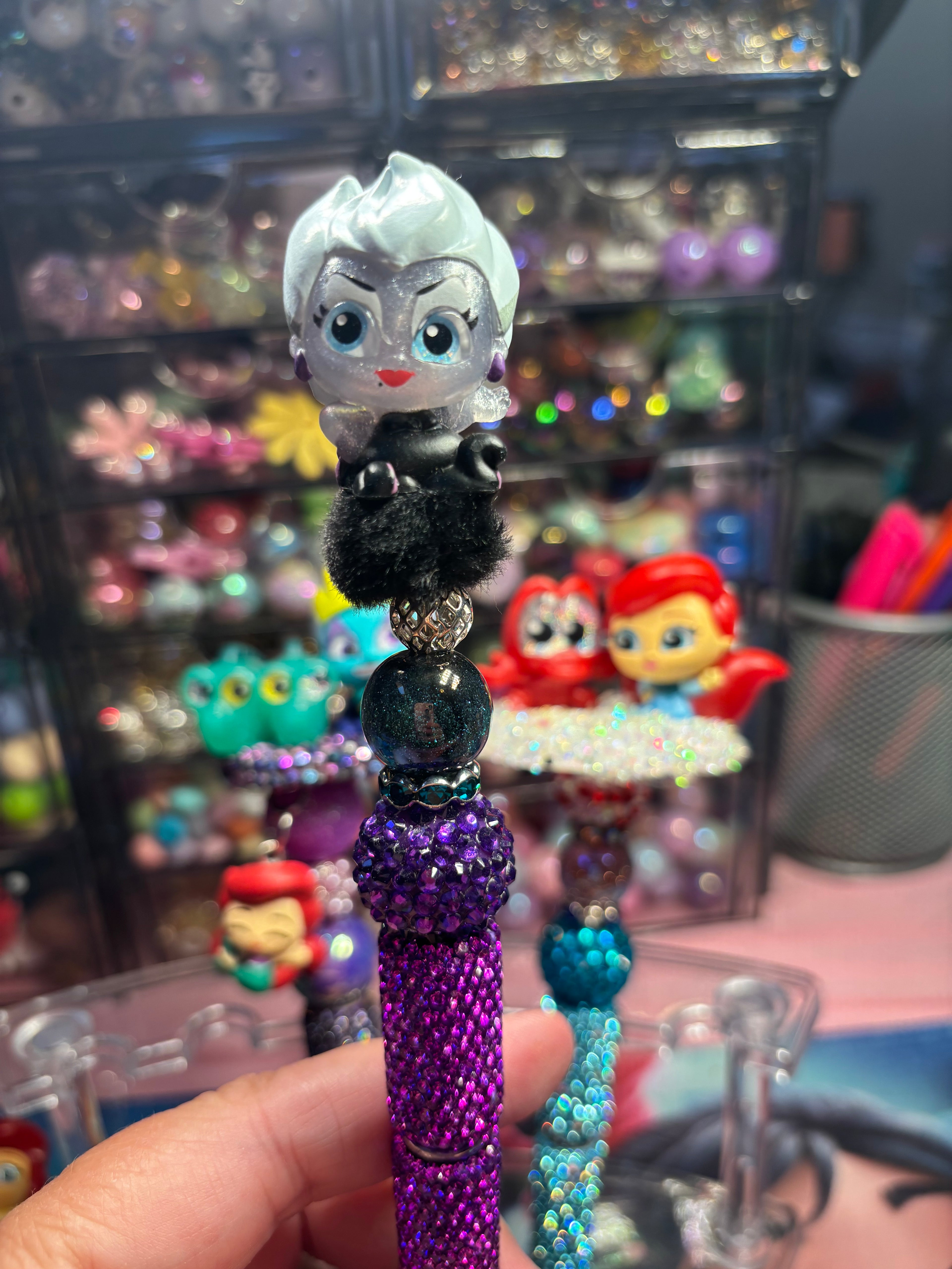🧜‍♀️ Little Mermaid Inspired Beaded Pens – Cute Handmade Rhinestone Pens – Ocean Princess Desk Accessories