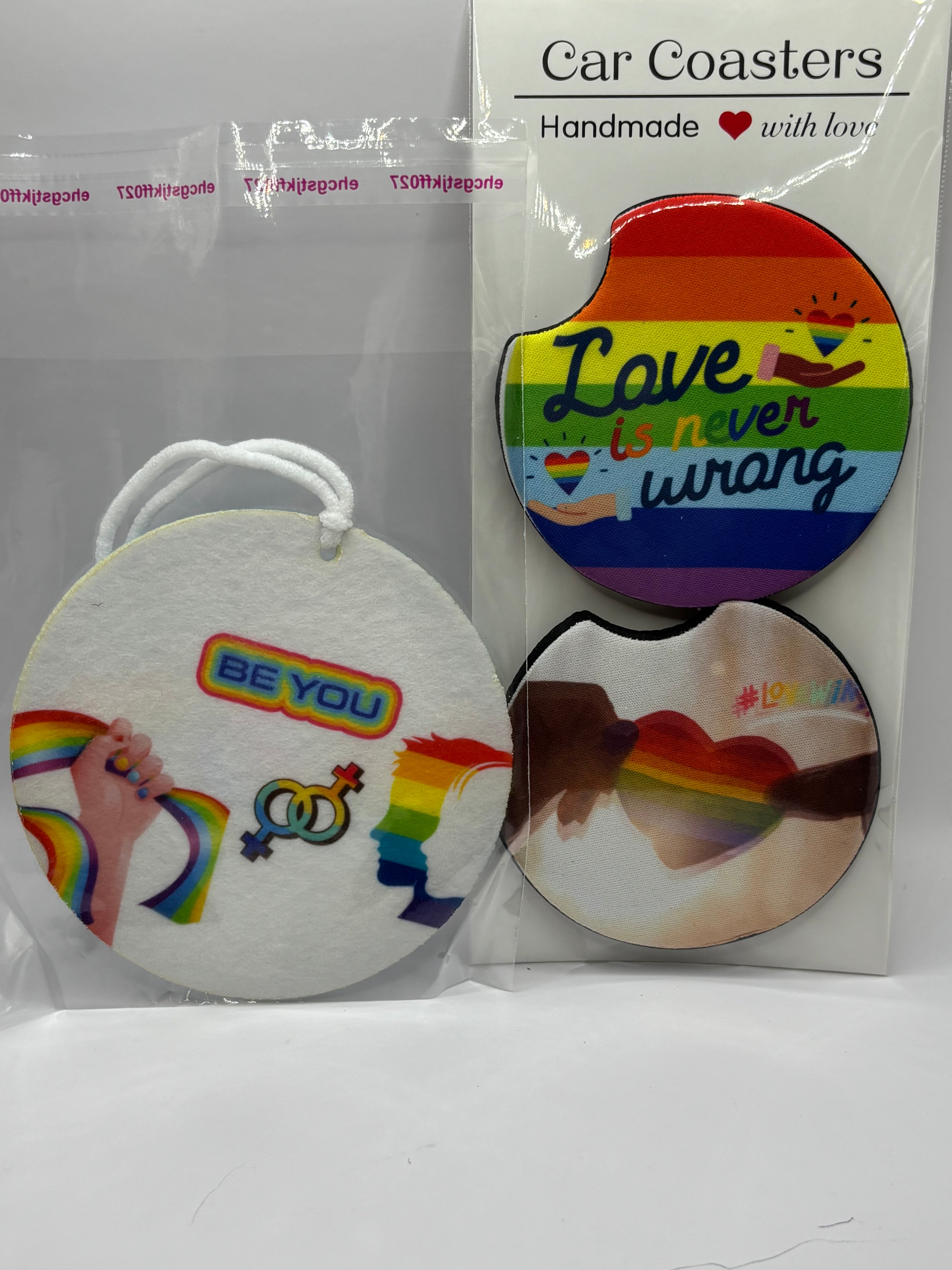 Car Coaster & Air Freshener Set | Handmade Gift Set | Choose Your Scent