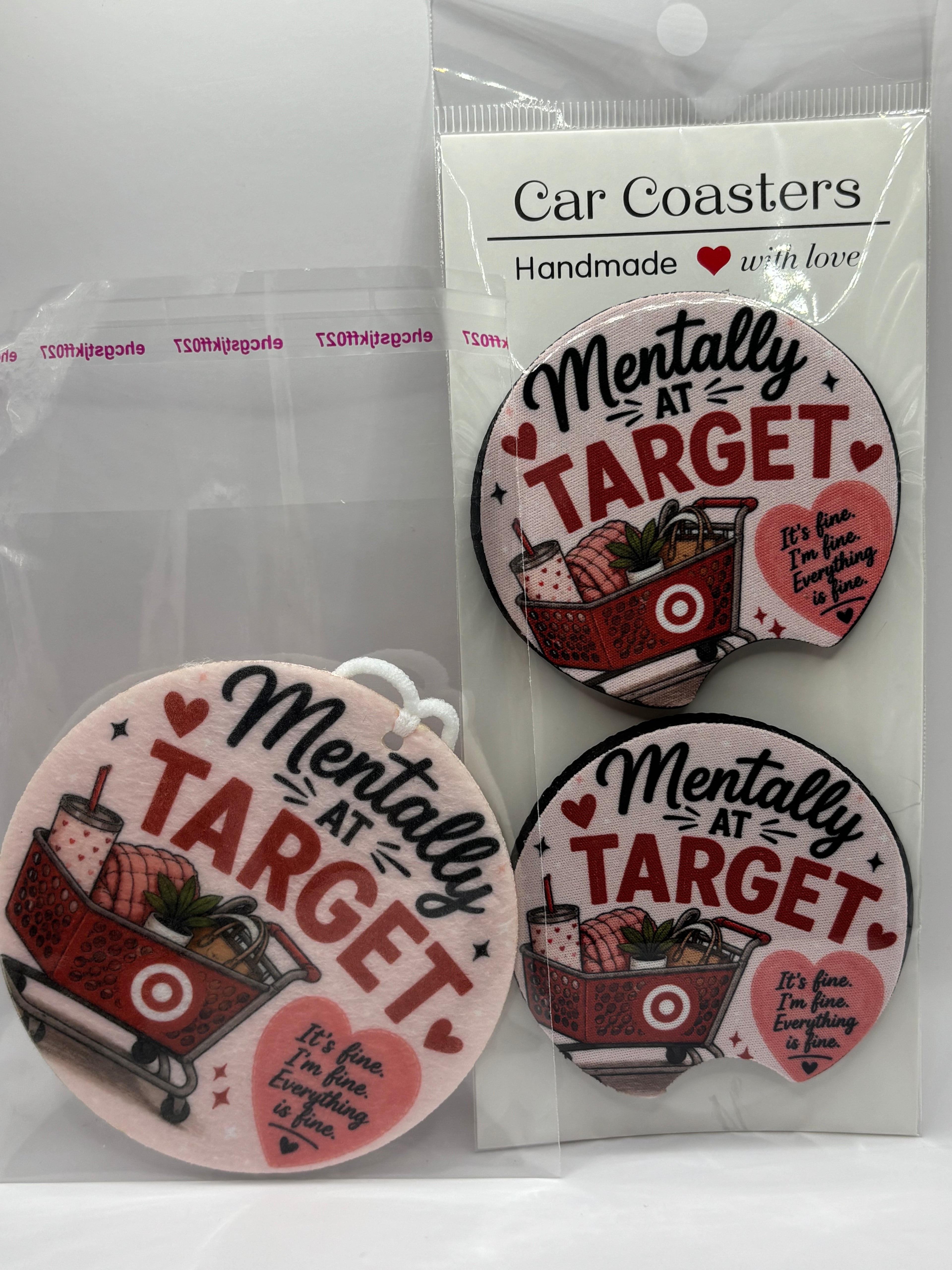 Car Coaster & Air Freshener Set | Handmade Gift Set | Choose Your Scent