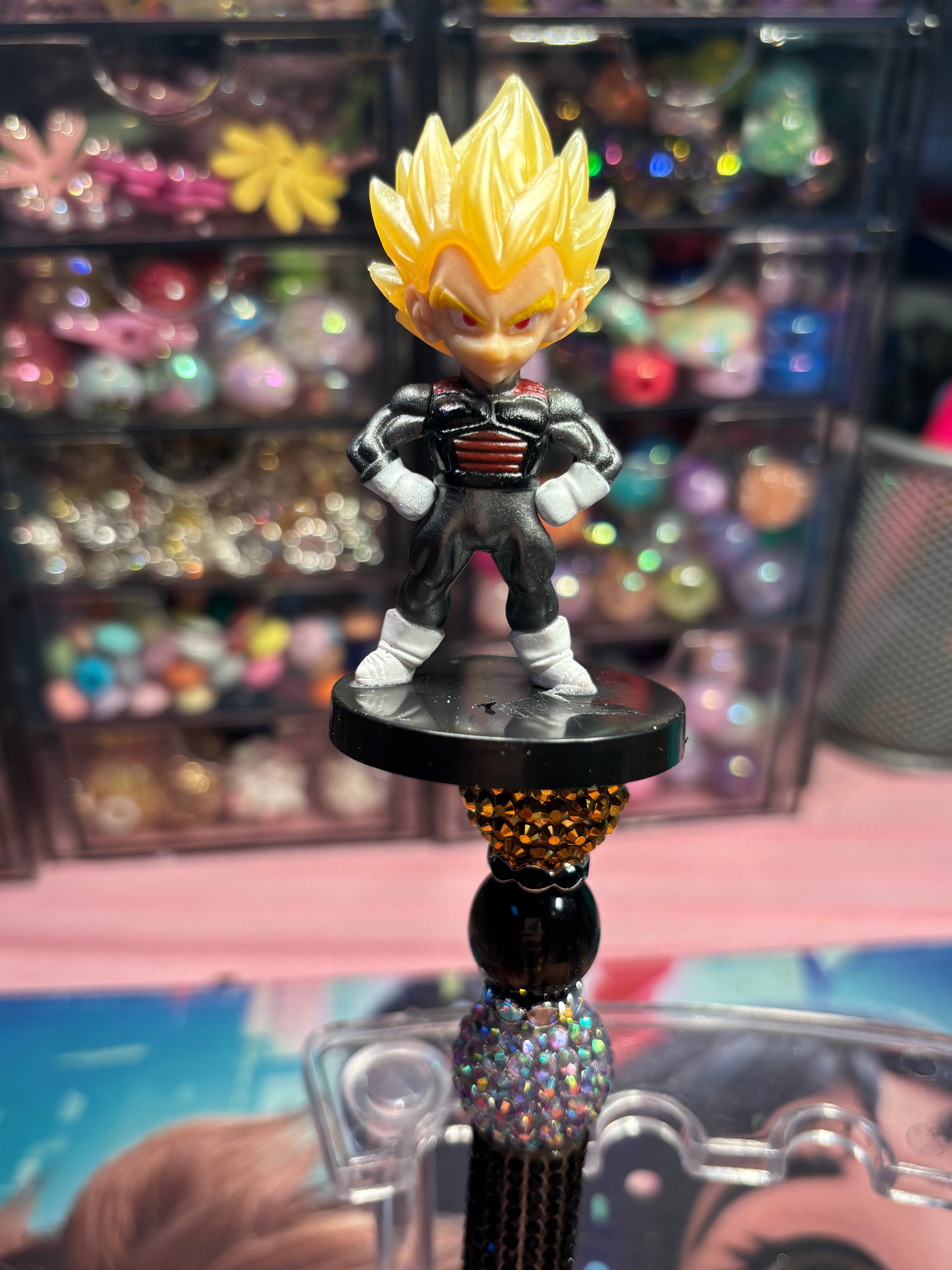 🐉 Dragon Ball Z Inspired Beaded Pens – Anime Inspired Handmade Rhinestone Pens – Cute Desk Accessories – Refillable Novelty Pens