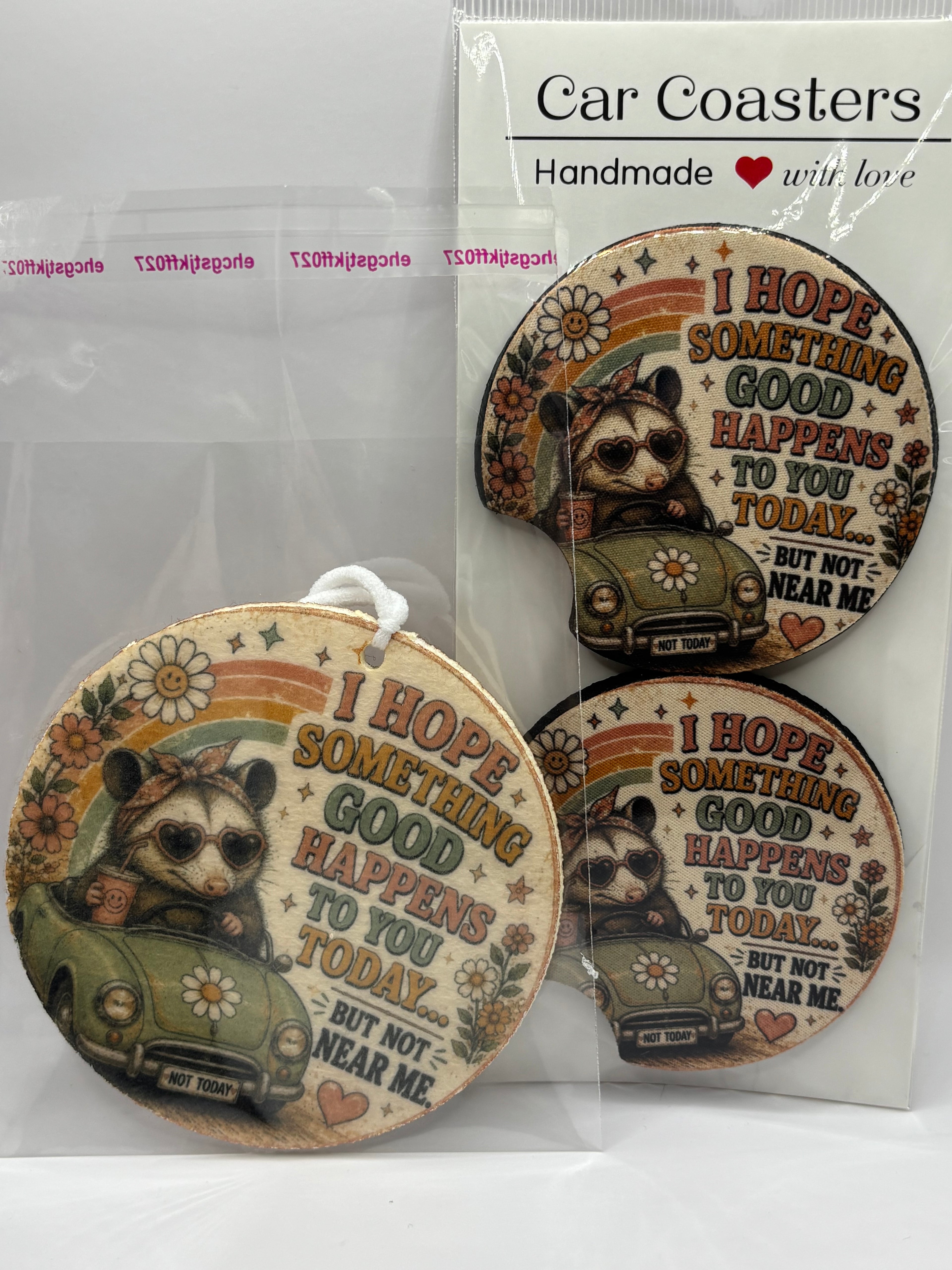 Car Coaster & Air Freshener Set | Handmade Gift Set | Choose Your Scent