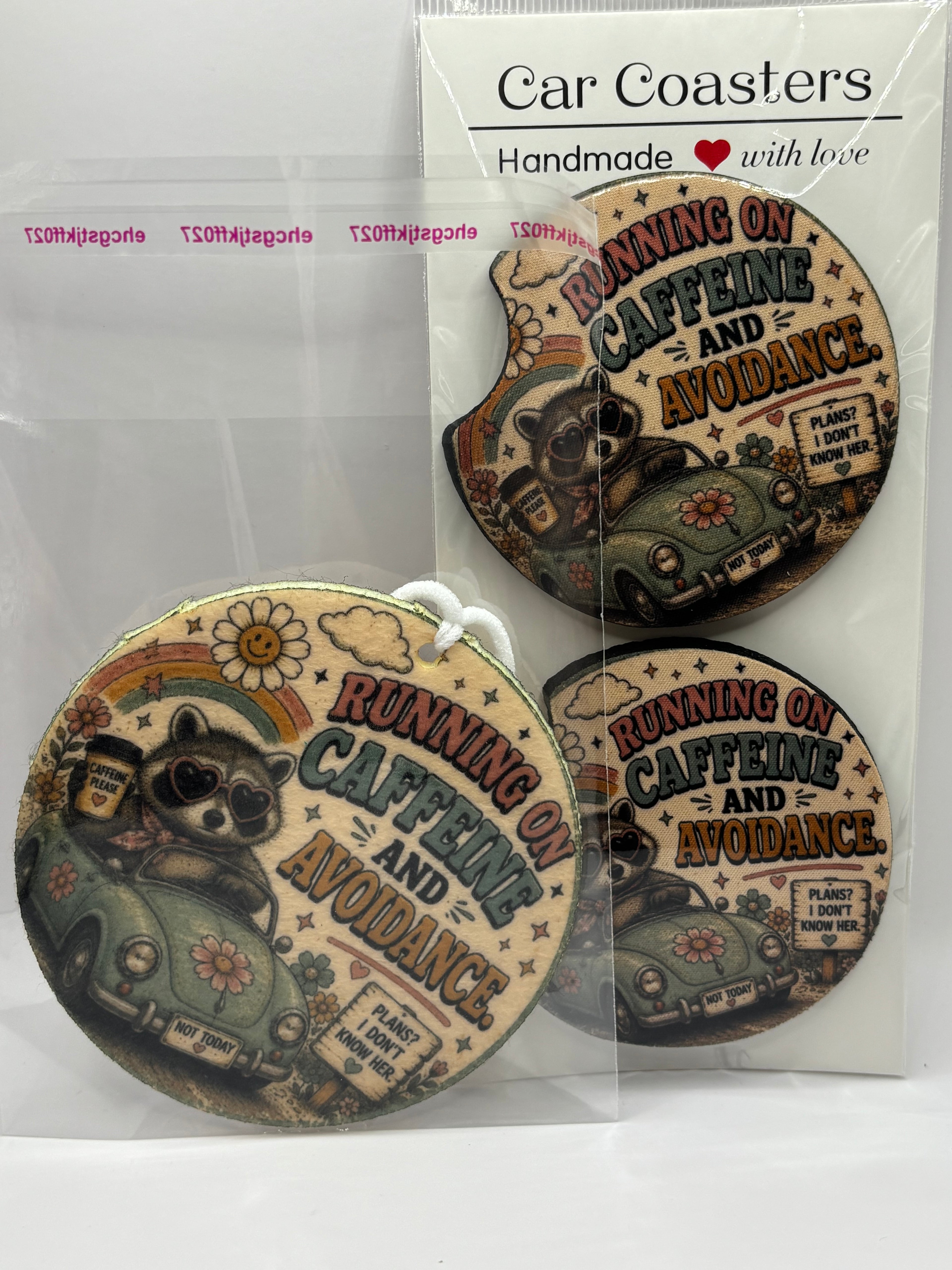 Car Coaster & Air Freshener Set | Handmade Gift Set | Choose Your Scent