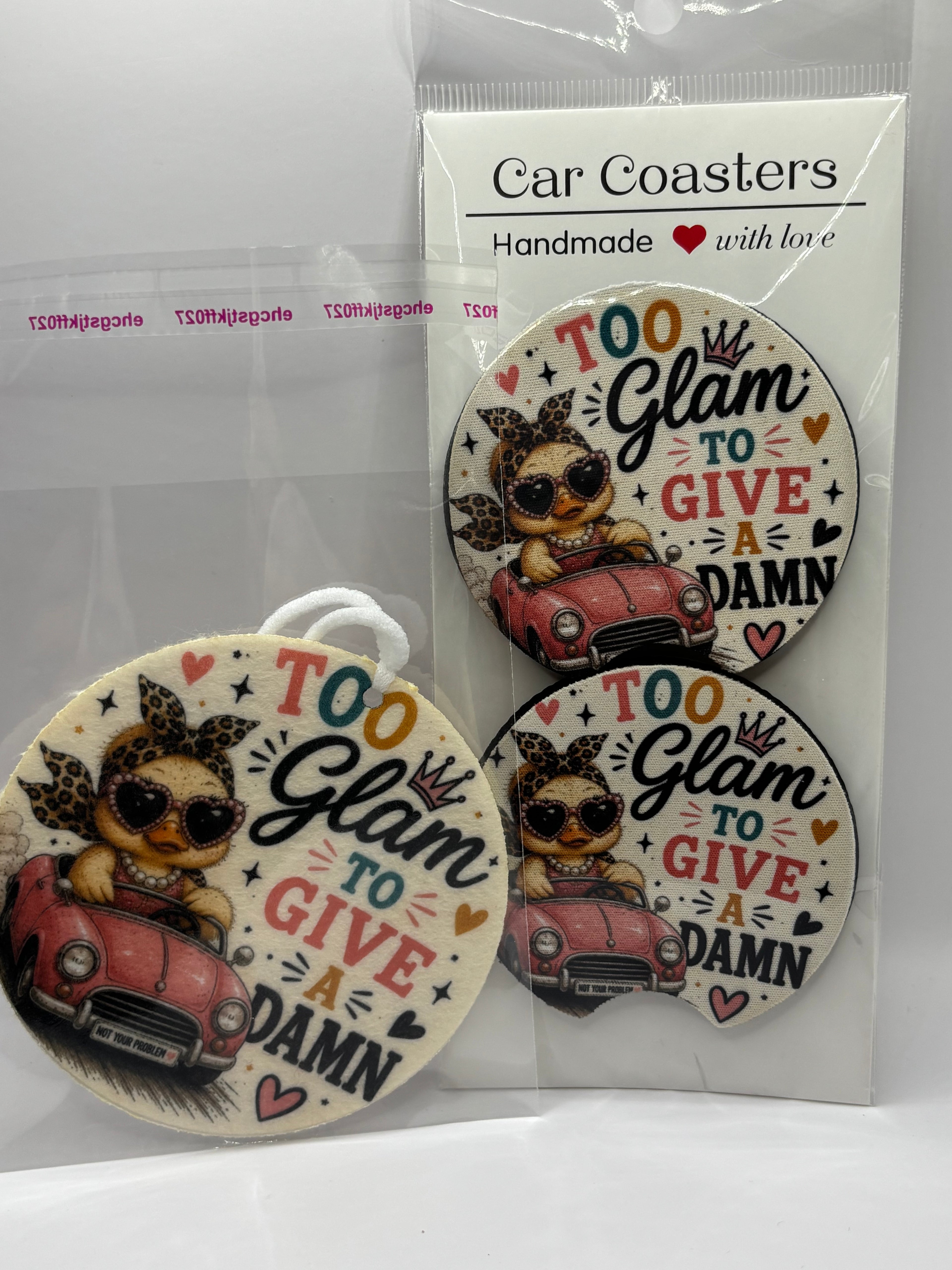 Car Coaster & Air Freshener Set | Handmade Gift Set | Choose Your Scent