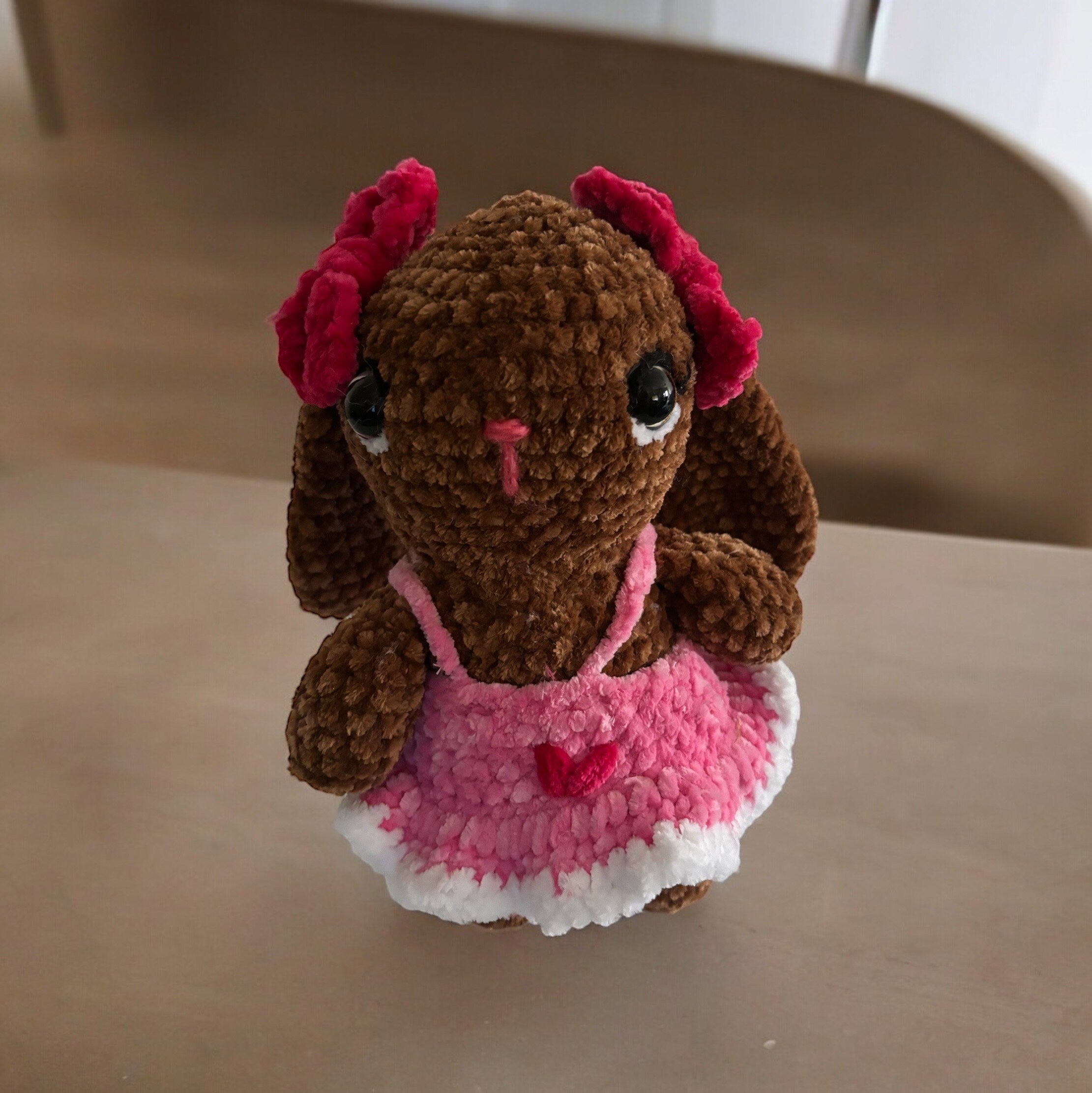 Amigurimi crochet bunny in sun dress