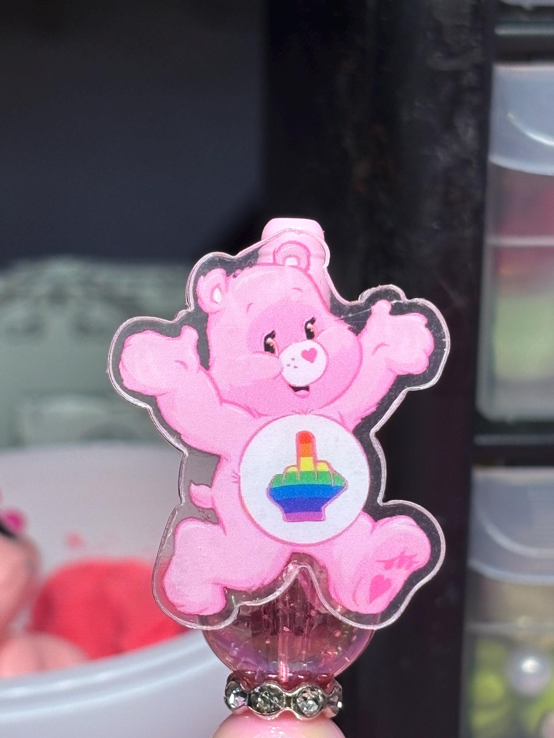 Swear Care Bear Pens • Funny Adult Humor Beaded Pens + Extra Black Ink Refill
