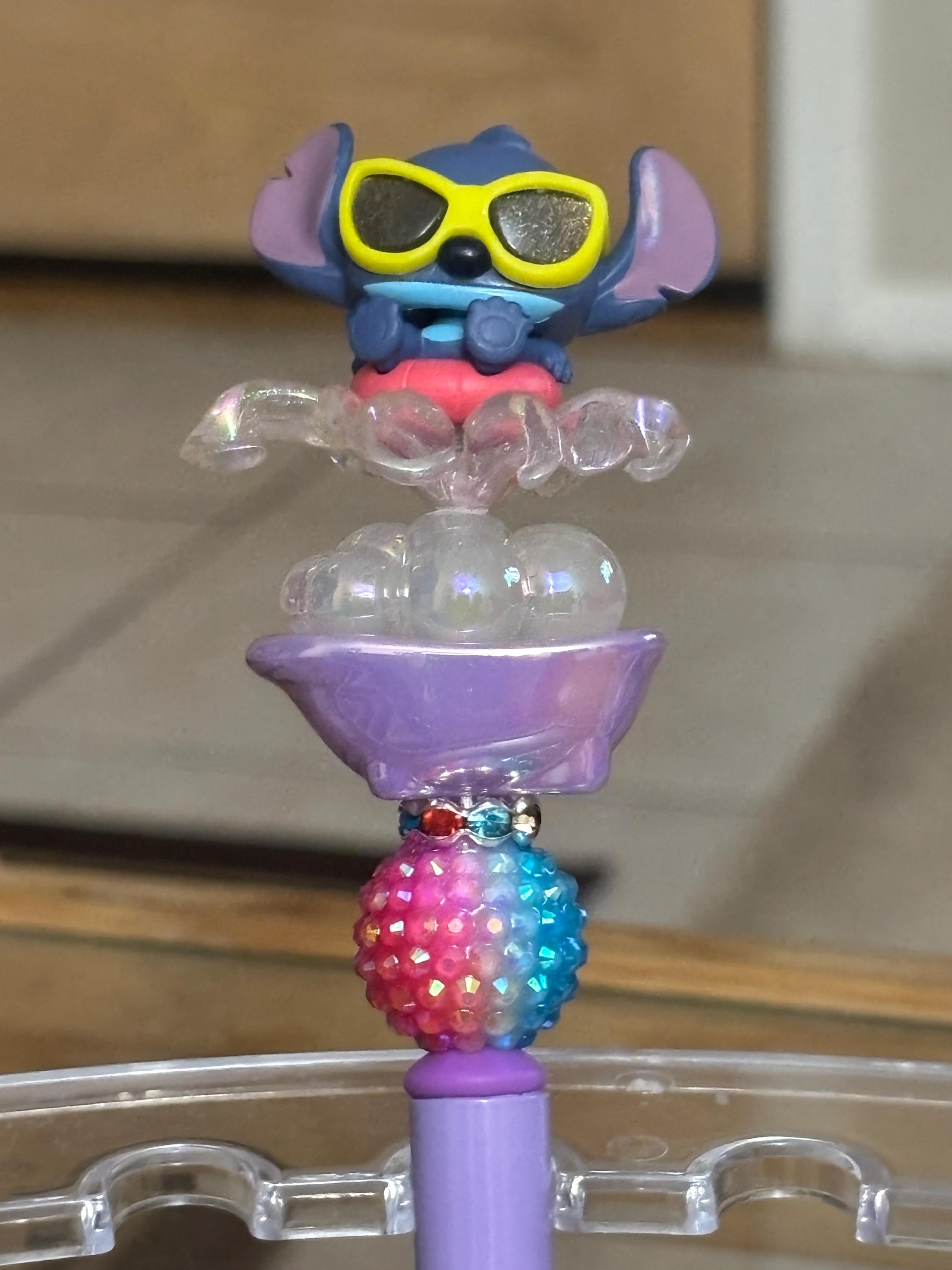 Stitch “Let’s Party” Pre-Made Beaded Pens • Fun Cloud & Sunglasses Topper + Extra Black Ink Refill
