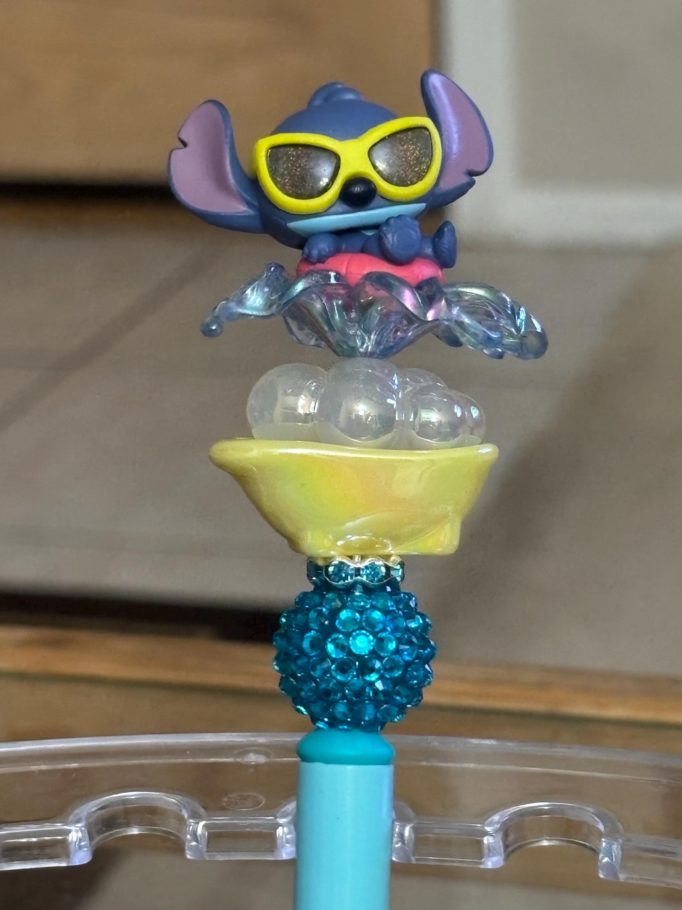 Stitch “Let’s Party” Pre-Made Beaded Pens • Fun Cloud & Sunglasses Topper + Extra Black Ink Refill