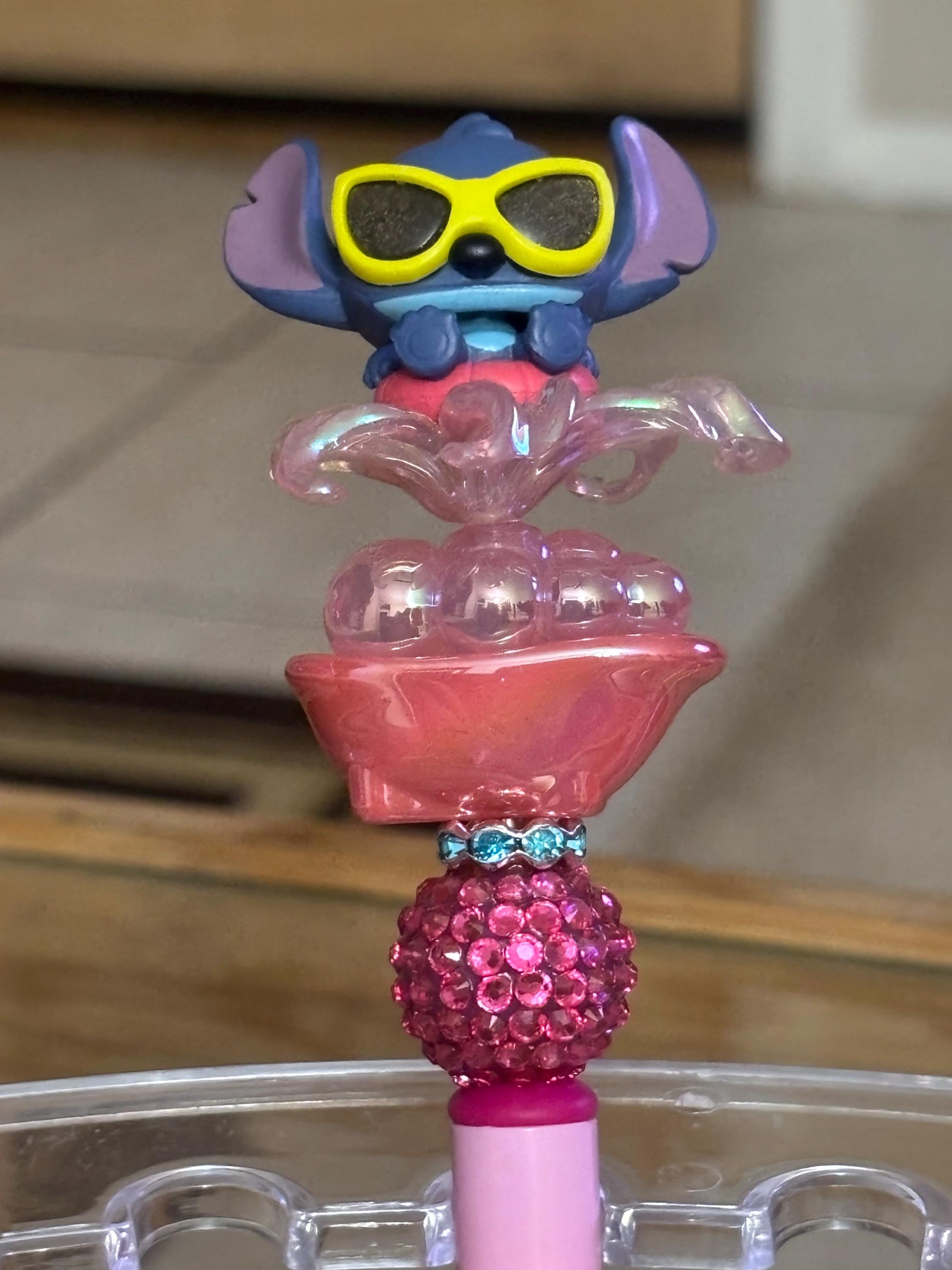 Stitch “Let’s Party” Pre-Made Beaded Pens • Fun Cloud & Sunglasses Topper + Extra Black Ink Refill
