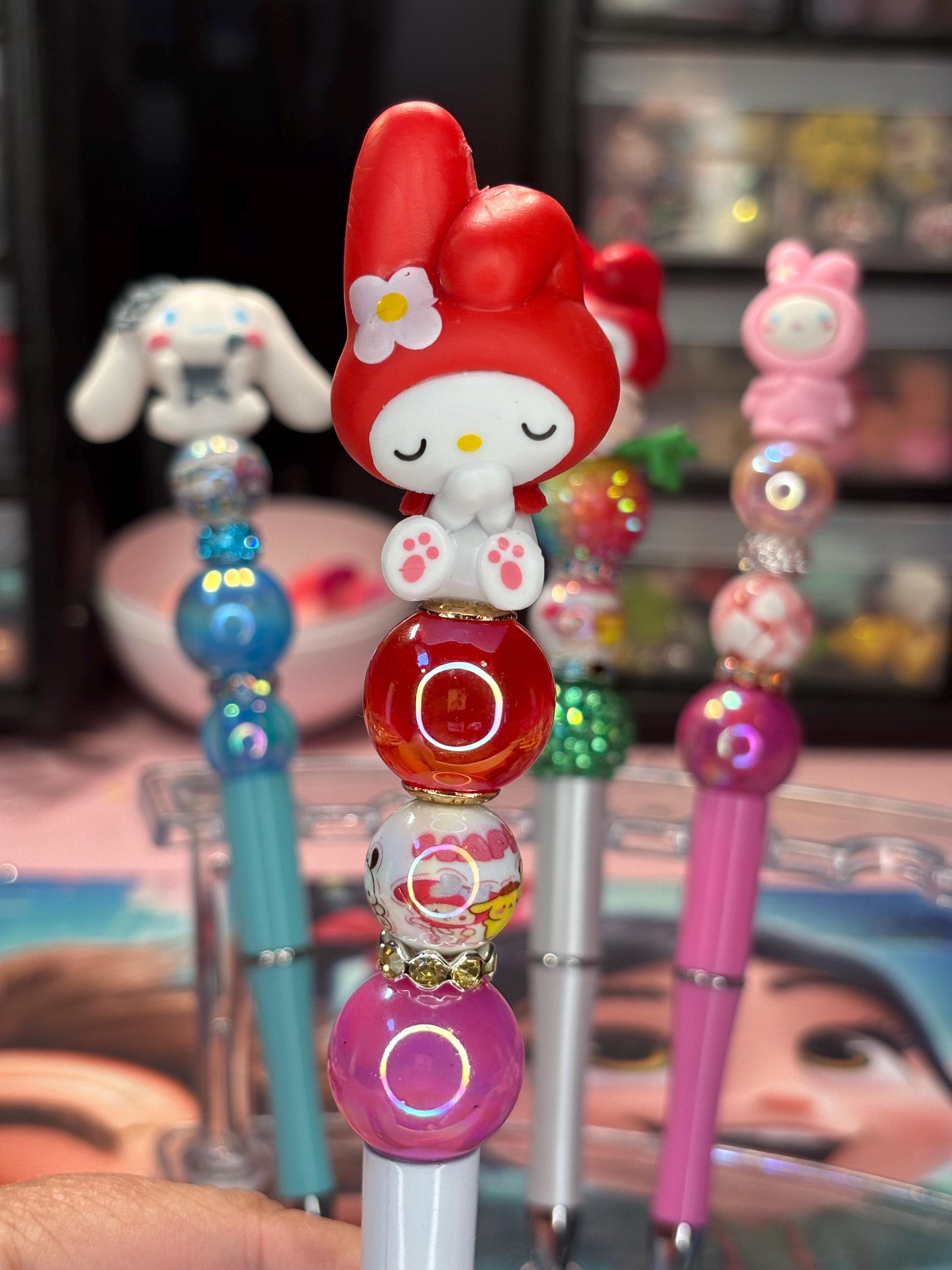Kawaii Beaded Pens • My Melody & Cinnamon Roll Sanrio Gift
