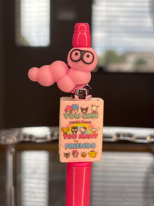 Bookworm Character Pen with Black Ink Refill