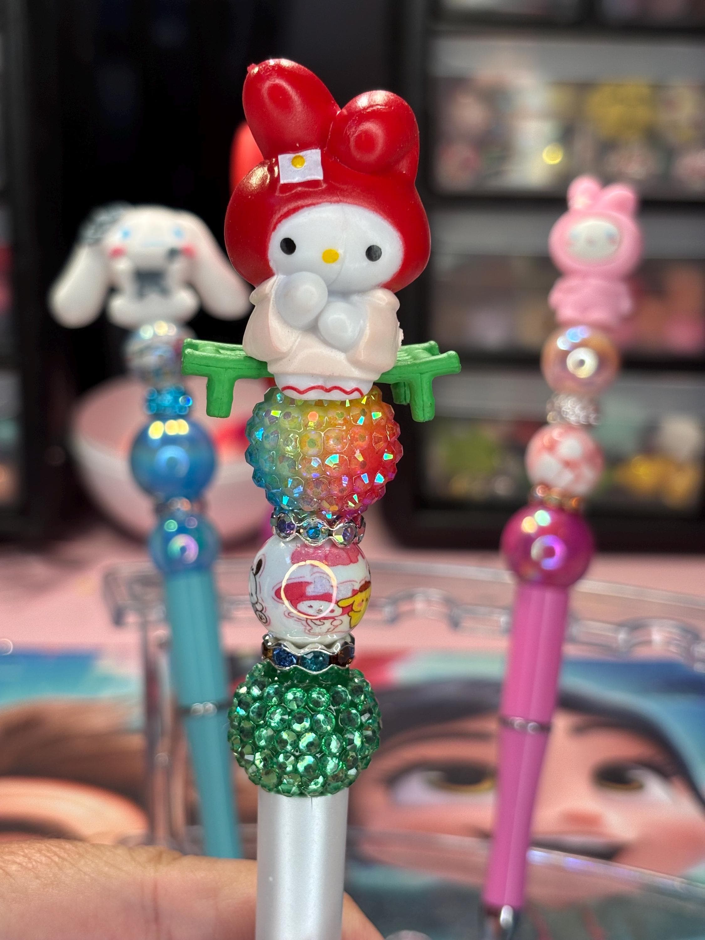 Kawaii Beaded Pens • My Melody & Cinnamon Roll Sanrio Gift