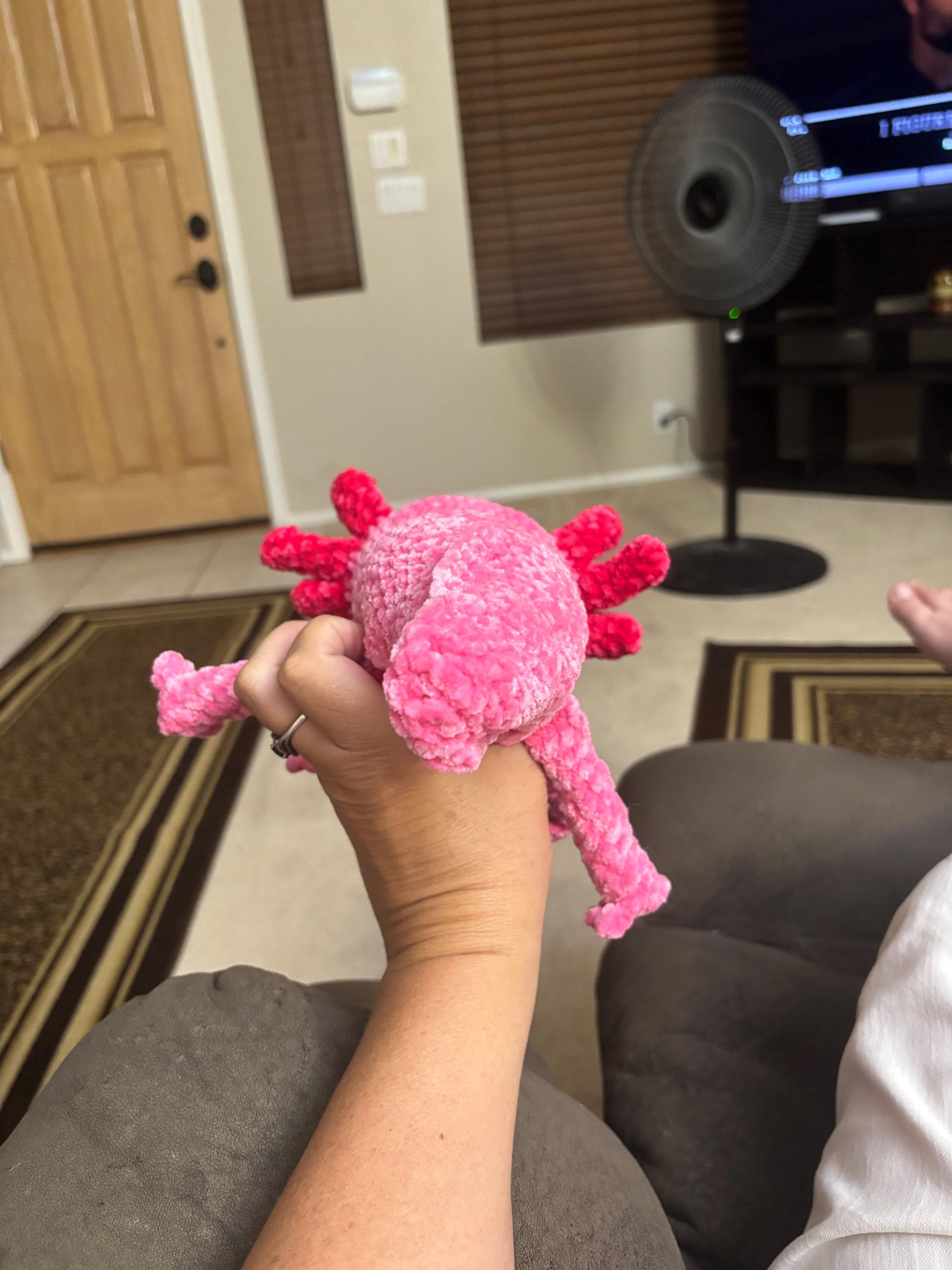 Crocheted Amigurumi Mama and Baby Axolotl