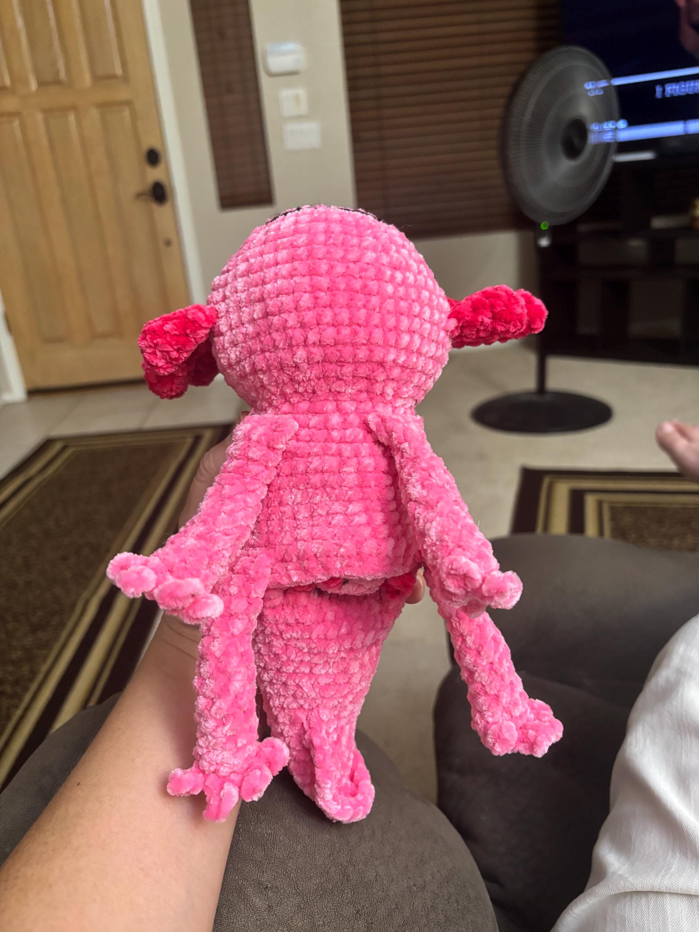 Crocheted Amigurumi Mama and Baby Axolotl