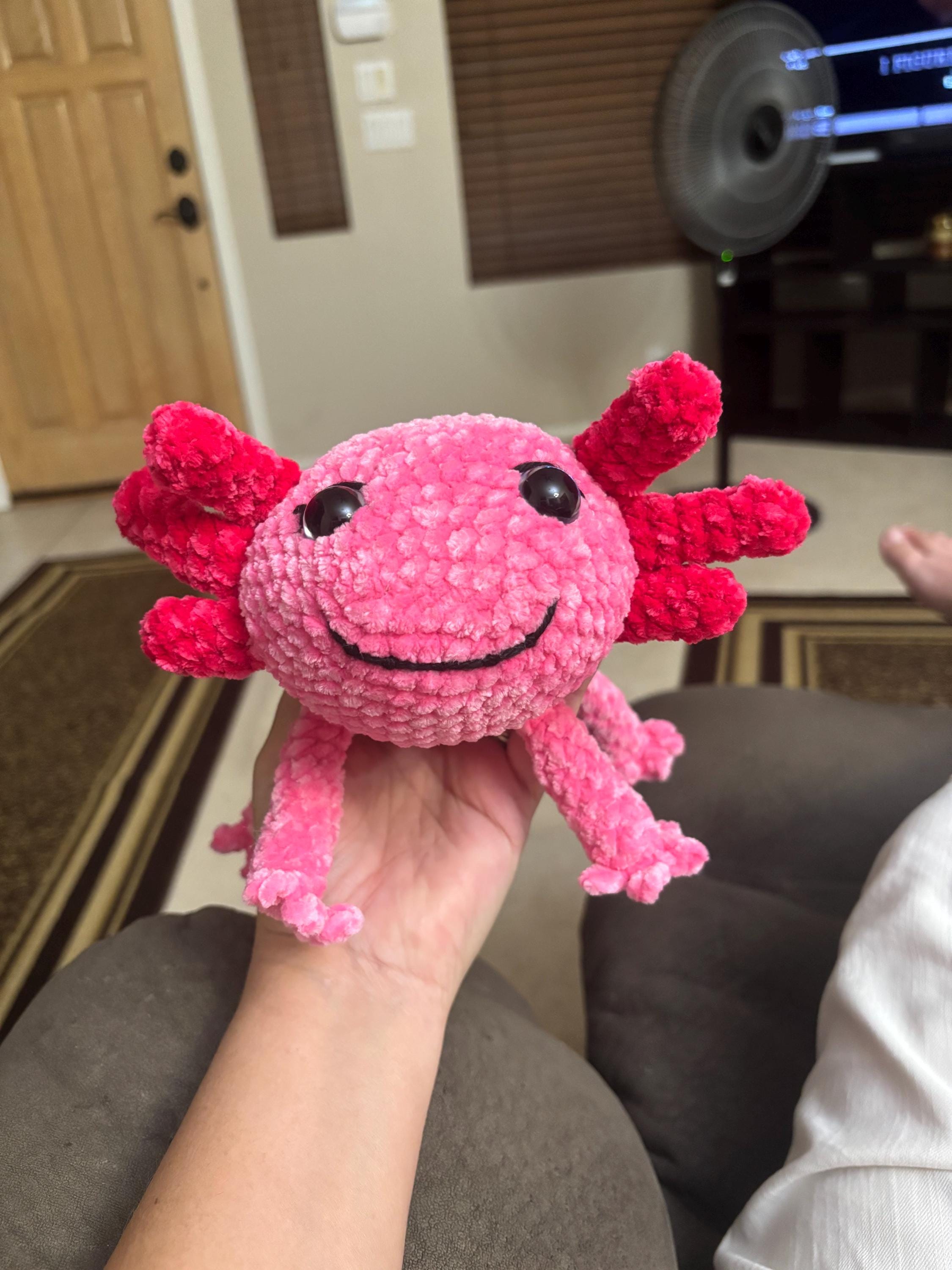 Crocheted Amigurumi Mama and Baby Axolotl