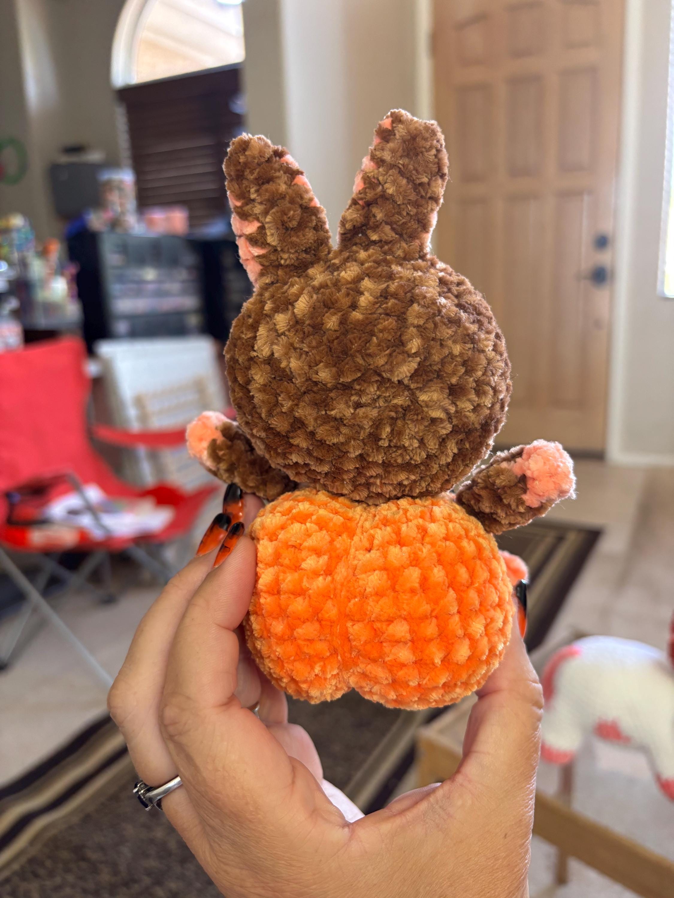 Halloween Crochet Bunny Plush: Chenille Pumpkin Amigurumi
