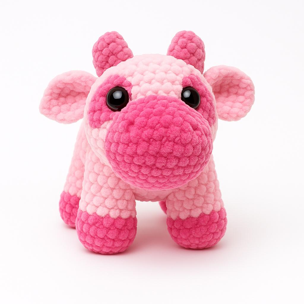 Handmade Chenille Plush Cow – Custom Color Cuddle Cow | Soft Crochet Animal | Made to Order