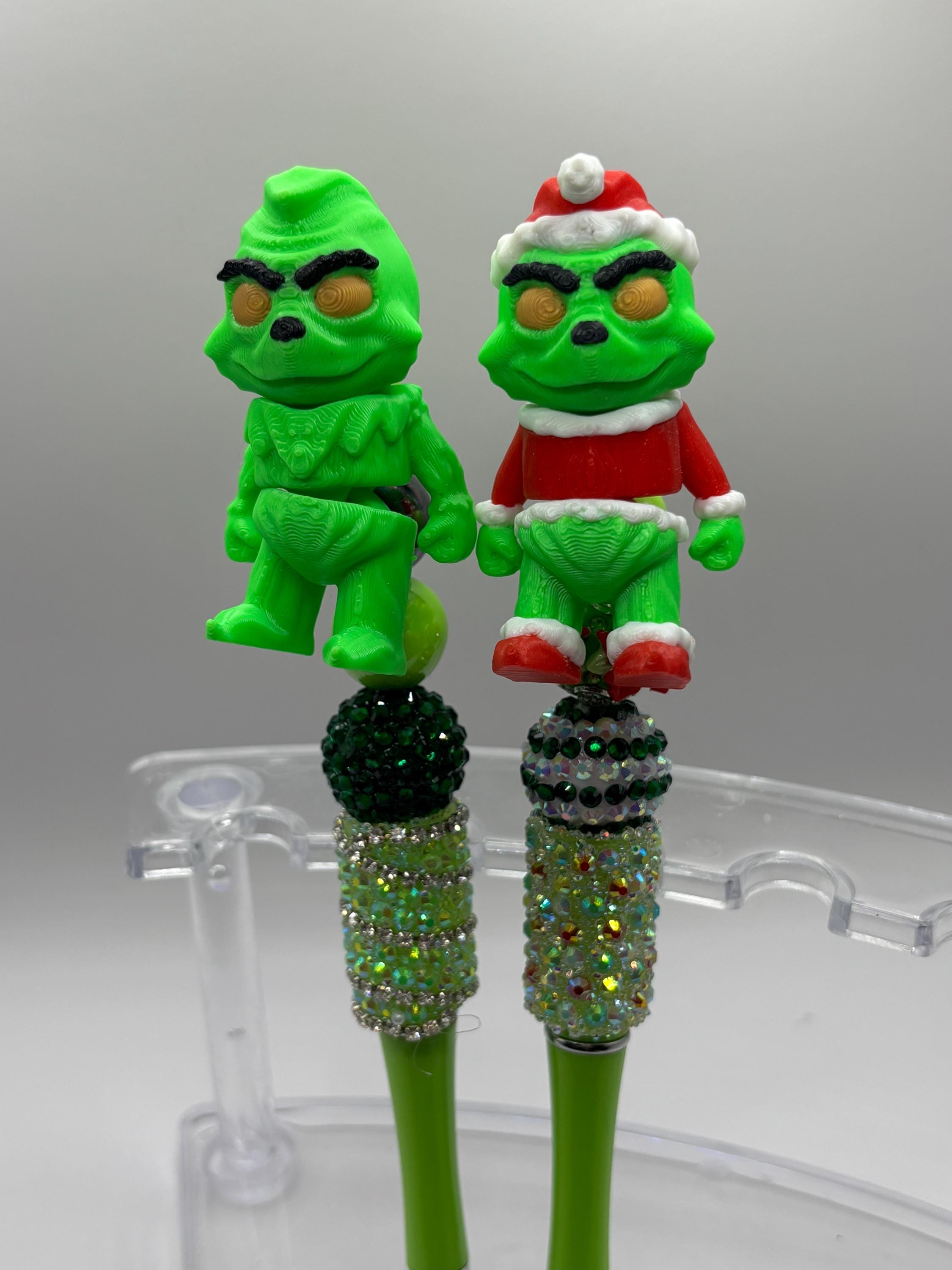 3D Grinch Beadable Pens – Holiday Bling Pen – Christmas Gift – Collector Pen – Ships from Glendale
