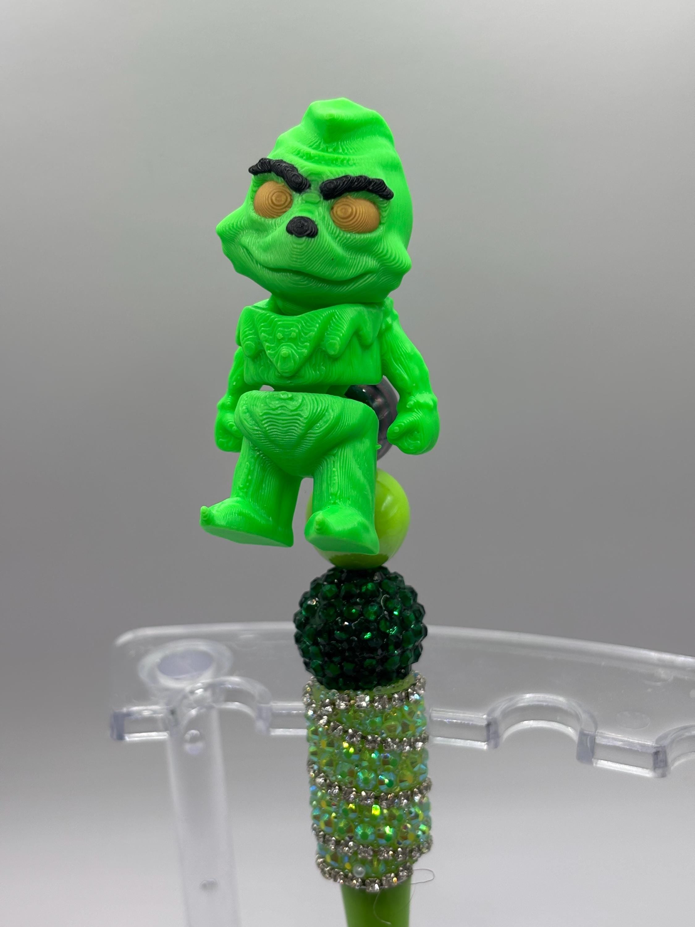 3D Grinch Beadable Pens – Holiday Bling Pen – Christmas Gift – Collector Pen – Ships from Glendale