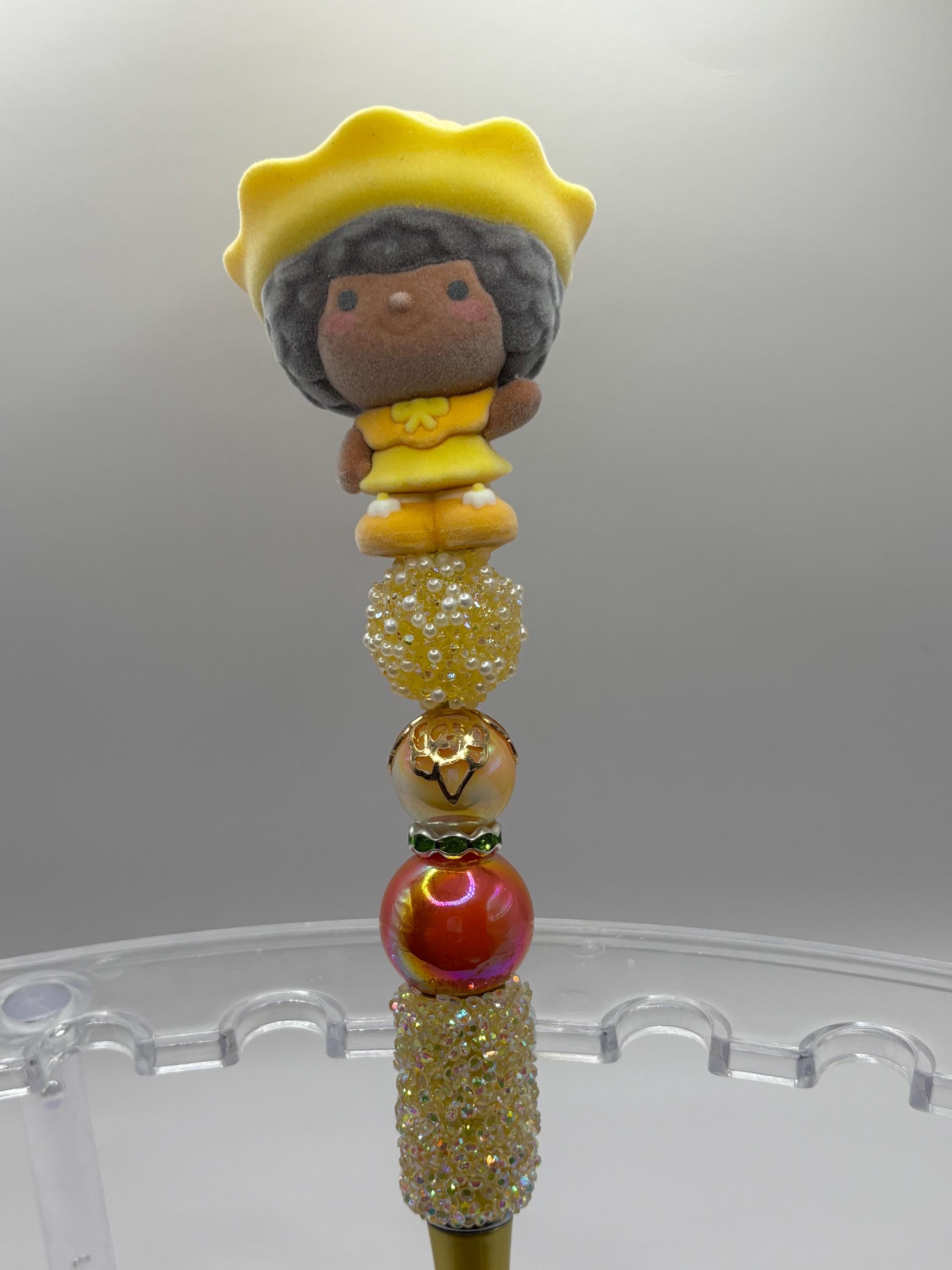 Strawberry Shortcake Beadable Pen – Flocked Figures - Retro Character Bling Pen
