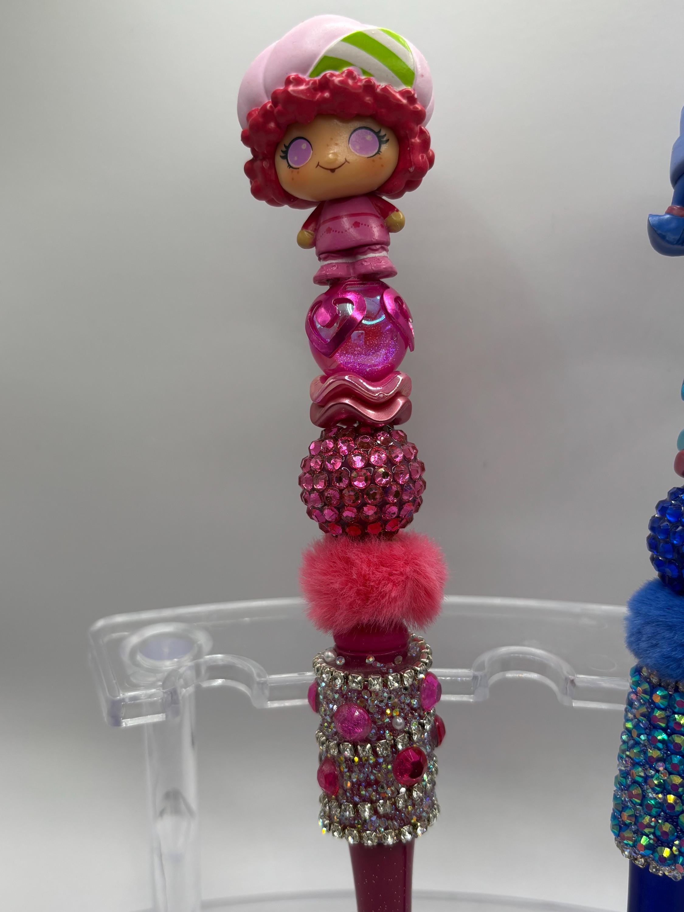 Strawberry Shortcake Themed Pens • Pre-Made Beaded Pens with Character Options + Extra Black Ink Refill