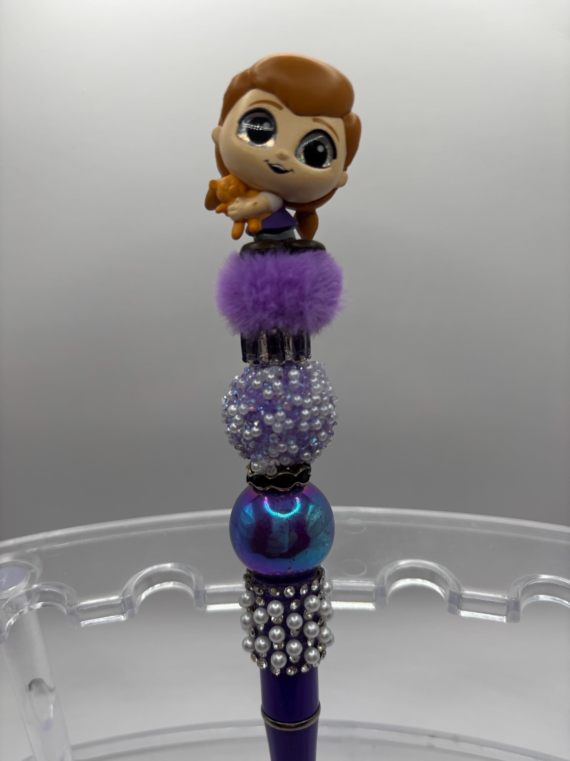 Adorable Character Beaded Pen • Extra Black Ink Refill • Disney-Style Pre-Made Pencil / Pen Gift