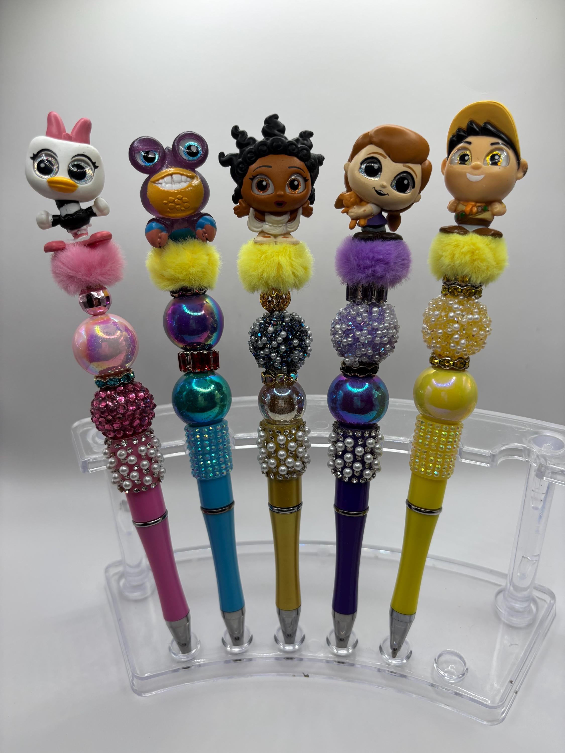 Adorable Character Beaded Pen • Extra Black Ink Refill • Disney-Style Pre-Made Pencil / Pen Gift