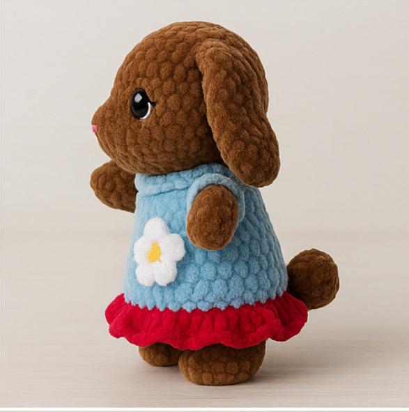 Handmade amigurumi bunny with removable dress. Soft crochet plush toy—perfect gift for kids, collectors, and nursery décor. Ships fast!