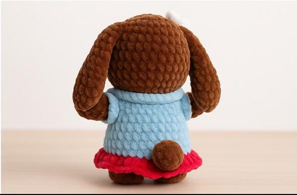 Handmade amigurumi bunny with removable dress. Soft crochet plush toy—perfect gift for kids, collectors, and nursery décor. Ships fast!