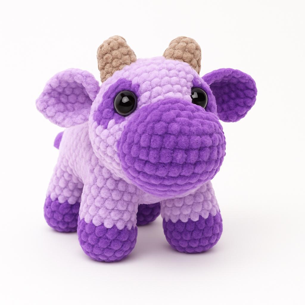 Handmade Chenille Plush Cow – Custom Color Cuddle Cow | Soft Crochet Animal | Made to Order