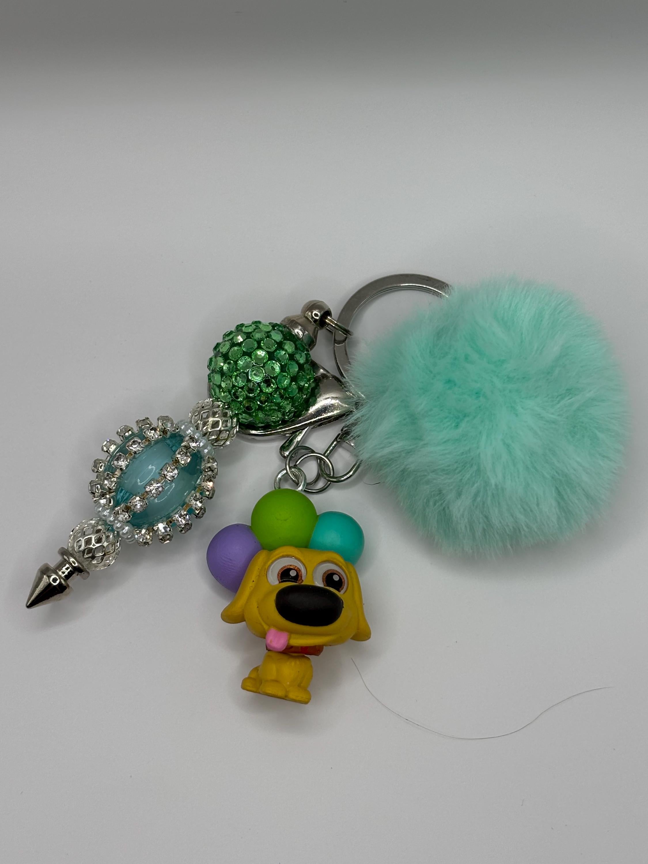 Beaded Character Keychain with Fluffy Pom – Handmade Accessories